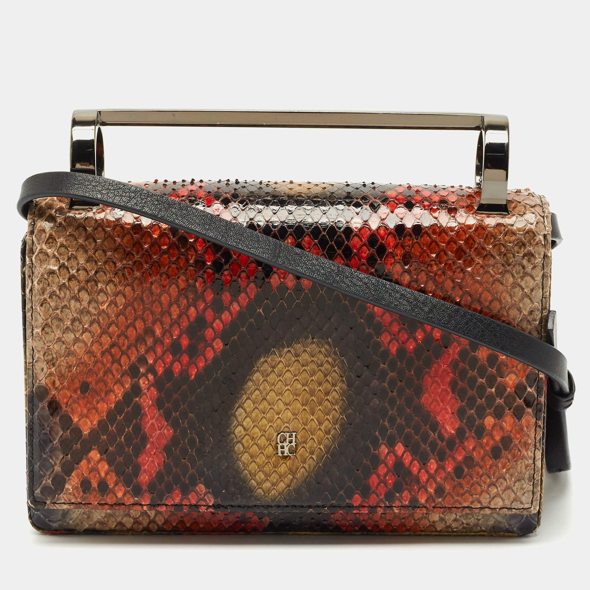 Pre Owned CH Carolina Herrera Multicolor Python Insignia Top Handle Bag