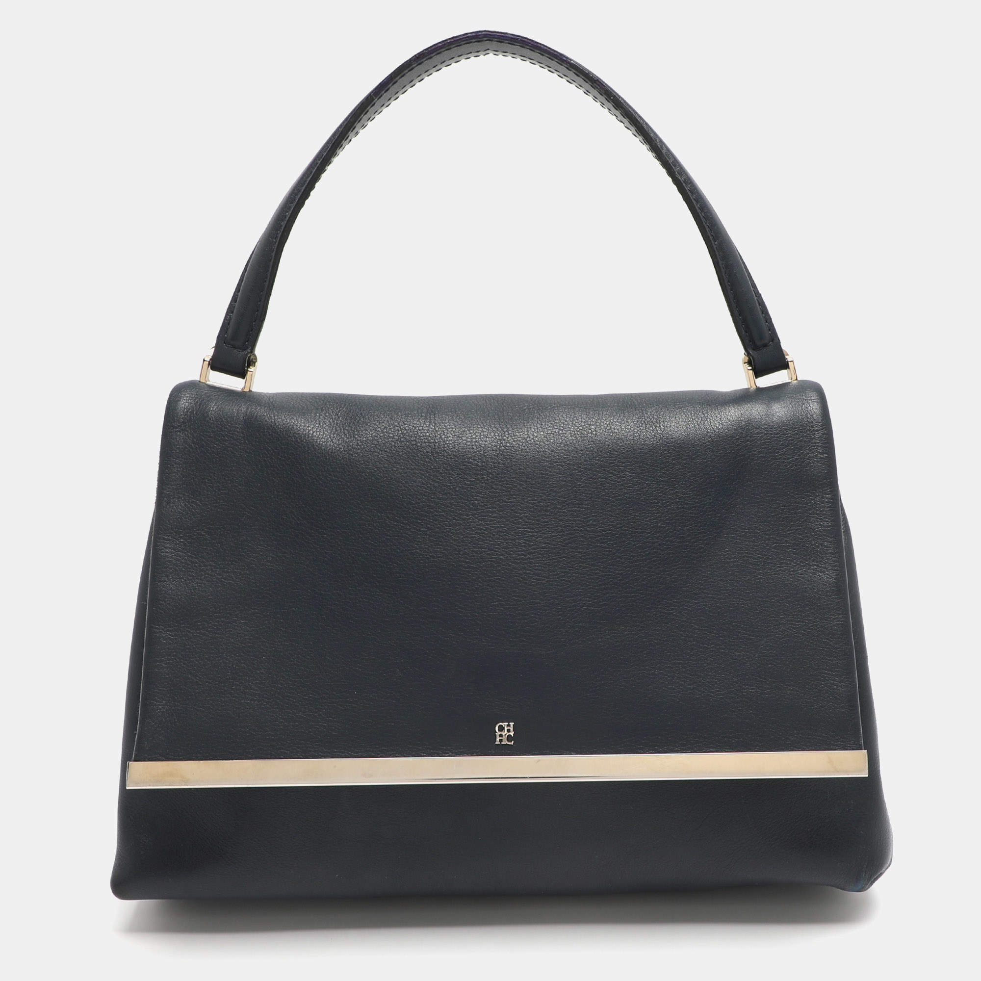 Pre Owned حقيبة سي أتش كارولينا هيريرا جلد أزرق كاميلوت بيد علوية