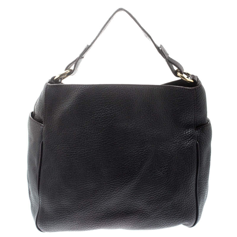 مملوكة مسبقًا CH Carolina Herrera Dark Purple Pebbled Leather Hobo