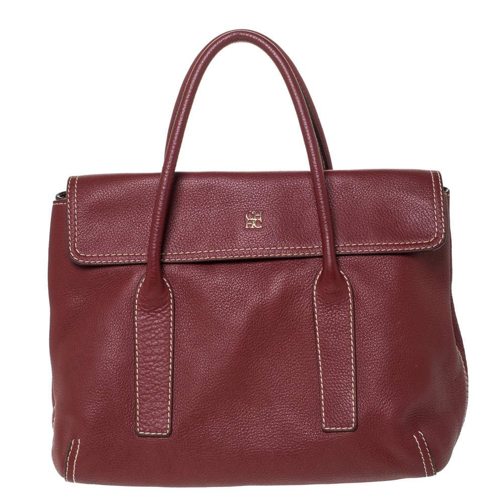 Carolina Herrera Red Leather Flap Satchel