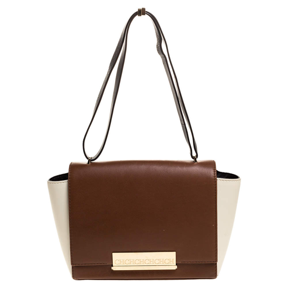 مملوكة مسبقًا Carolina Herrera Bicolor Leather Flap Shoulder Bag