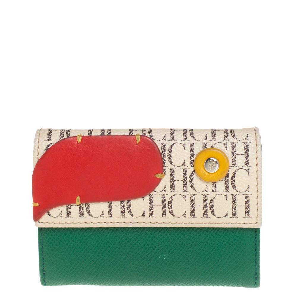 Carolina Herrera Multicolor Monogram Leather Compact Wallet