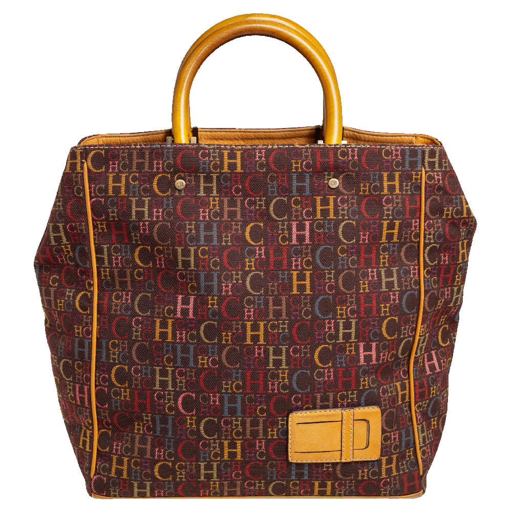 مملوكة مسبقًا CH Carolina Herrera Multicolor Monogram Canvas and Leather Shopper Tote