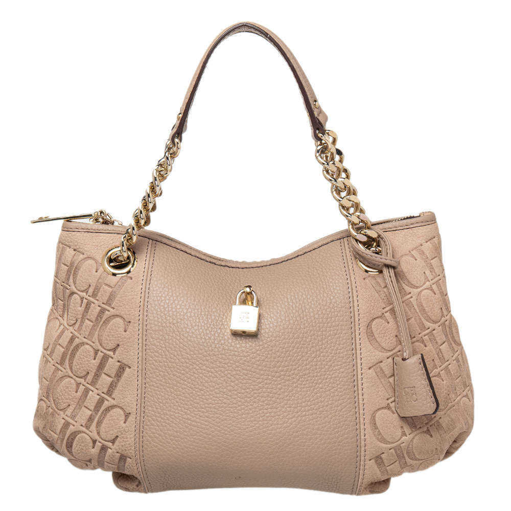 Pre Owned حقيبة ساتشل سي أتش هيريرا داليا جلد مونوغرام بيج