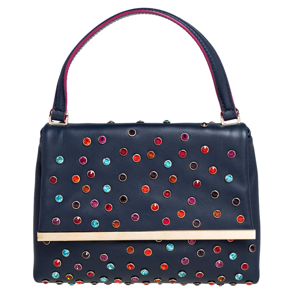 مملوكة مسبقًا حقيبة سي أتش كارولينا هيريرا يد علوية مرصع جلد كحلي