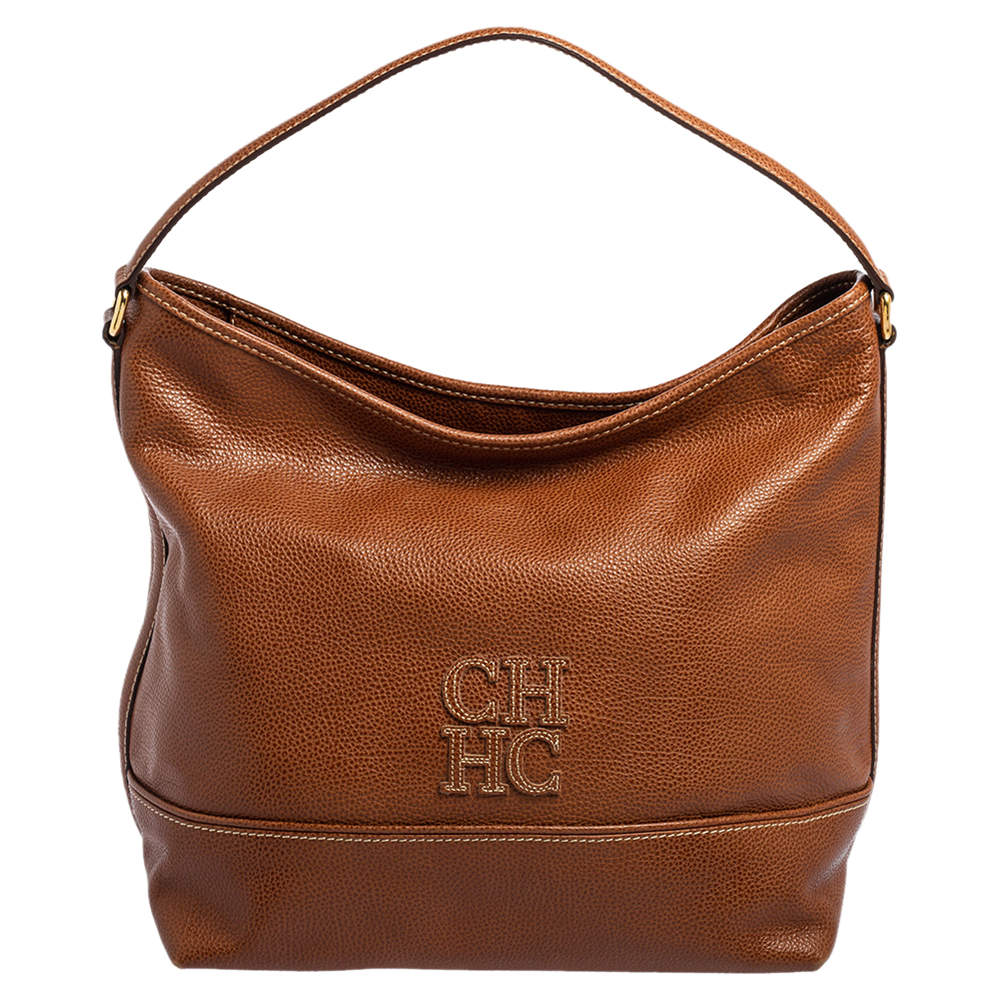 Pre Owned CH Carolina Herrera Brown Leather Hobo