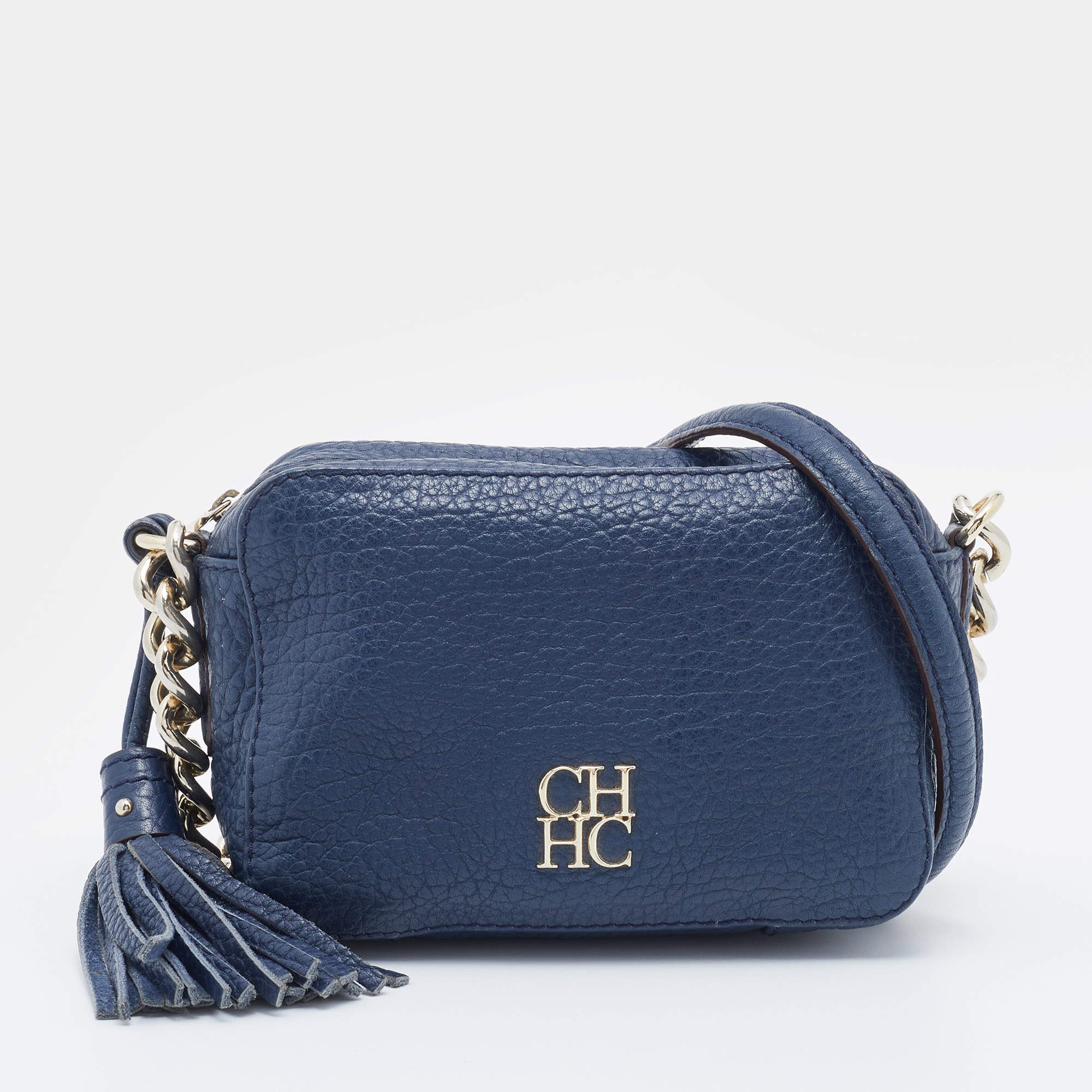 CH CAROLINA HERRERA BLUE TASSEL CLUTCH CROSSBODY HANDBAG