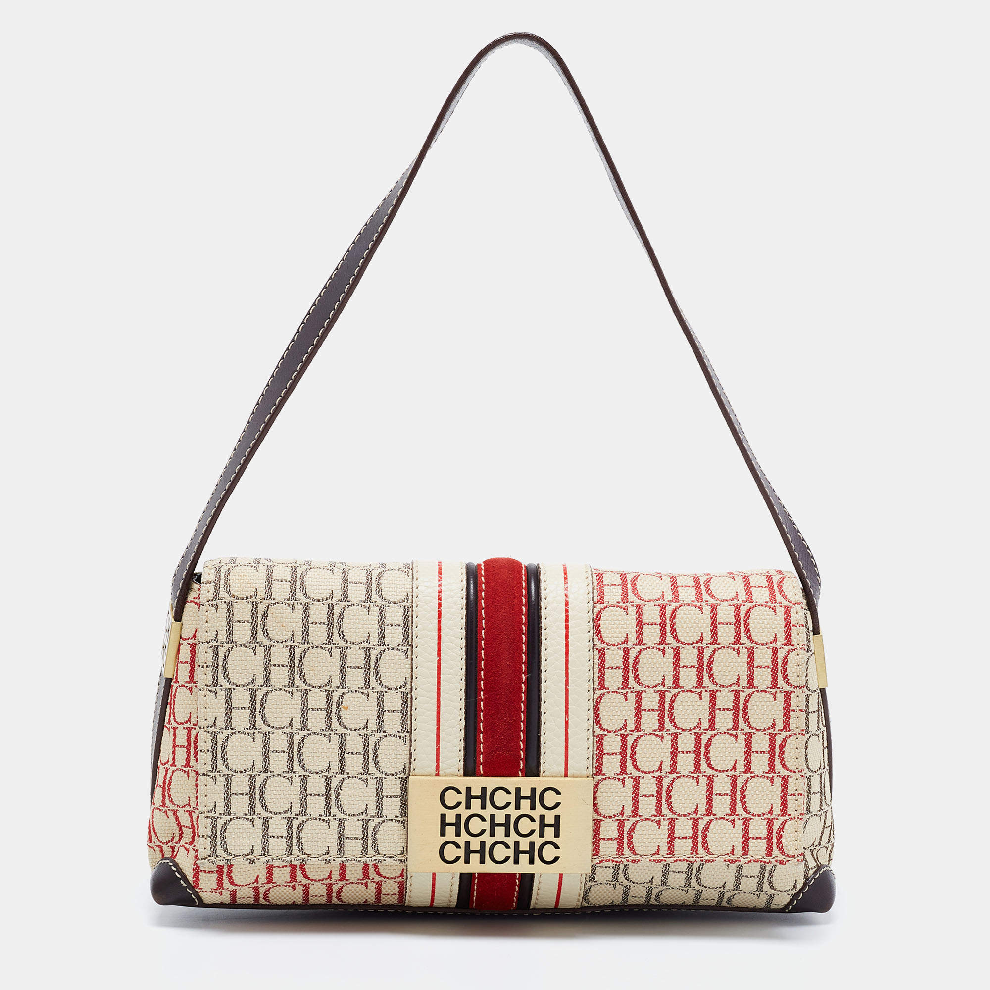 CH Carolina Herrera Multicolor Monogram Canvas and Leather Shoulder Bag