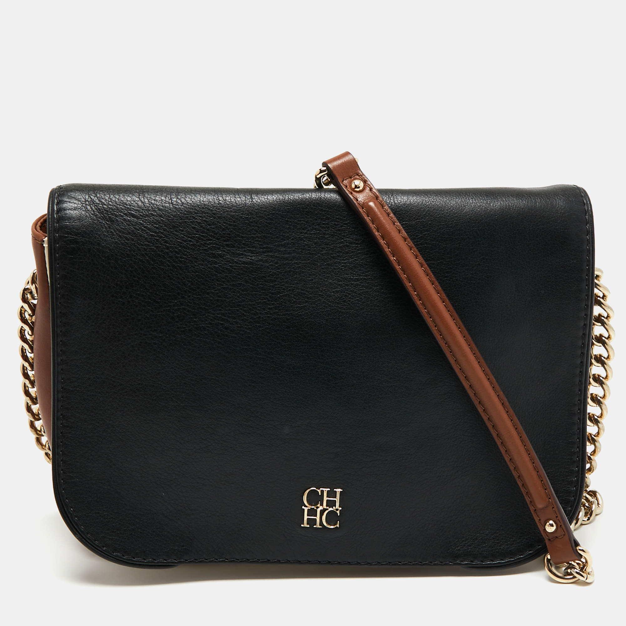 مملوكة مسبقًا CH Carolina Herrera Tricolor Leather Flap Chain Shoulder Bag