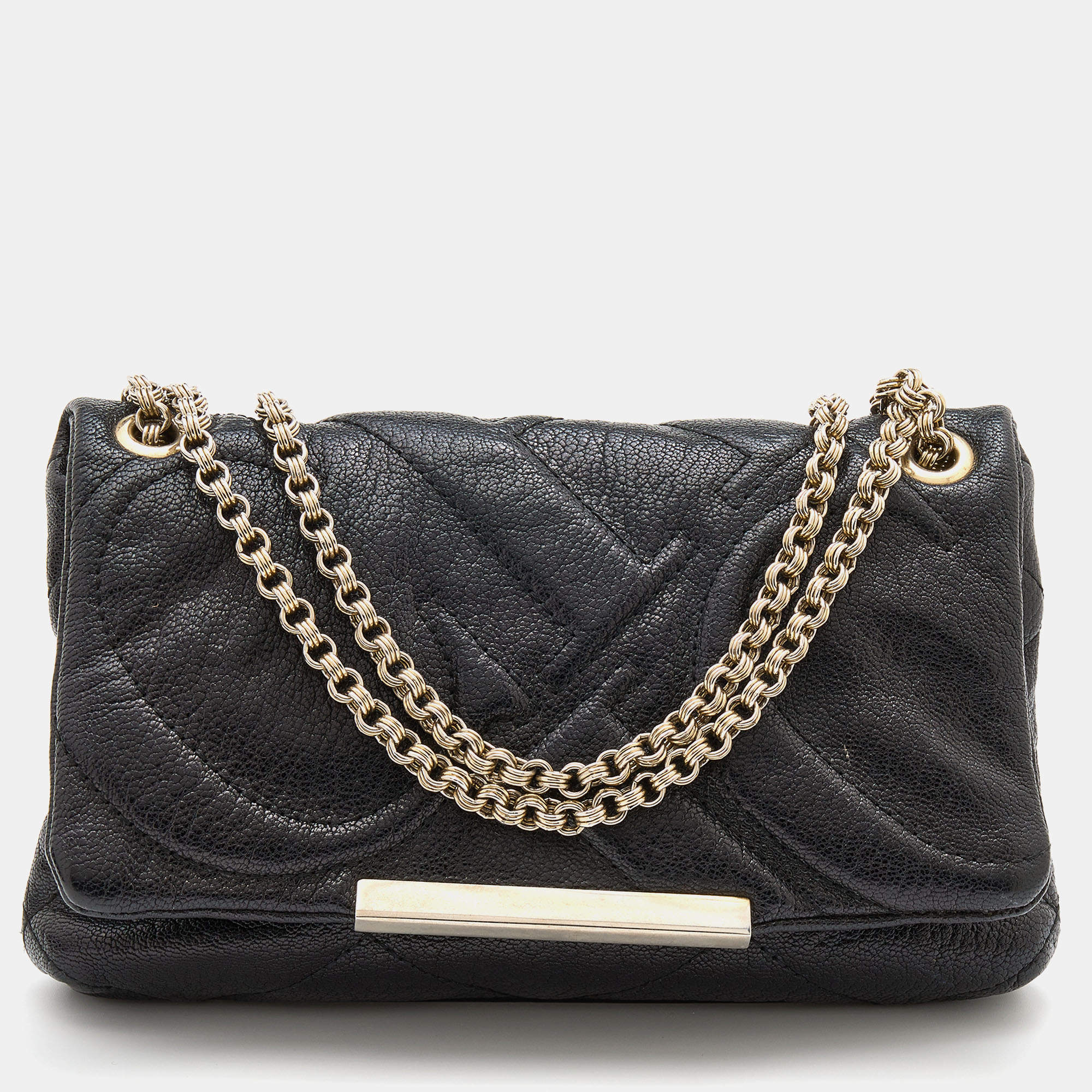 CH Carolina Herrera Black Quilted Leather Flap Chain Shoulder Bag CH ...