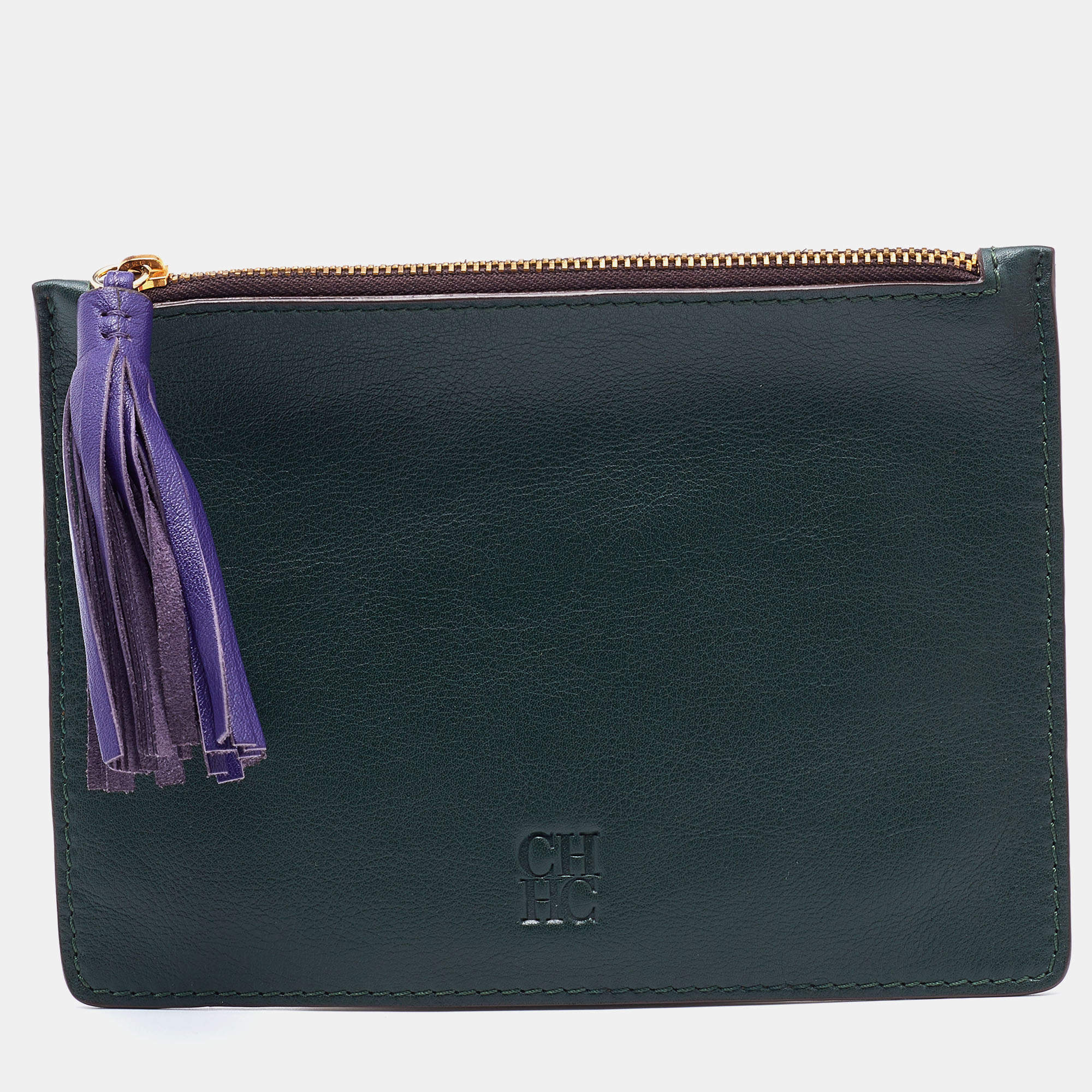Pre Owned CH Carolina Herrera Multicolor Leather Tassel Zip Pouch