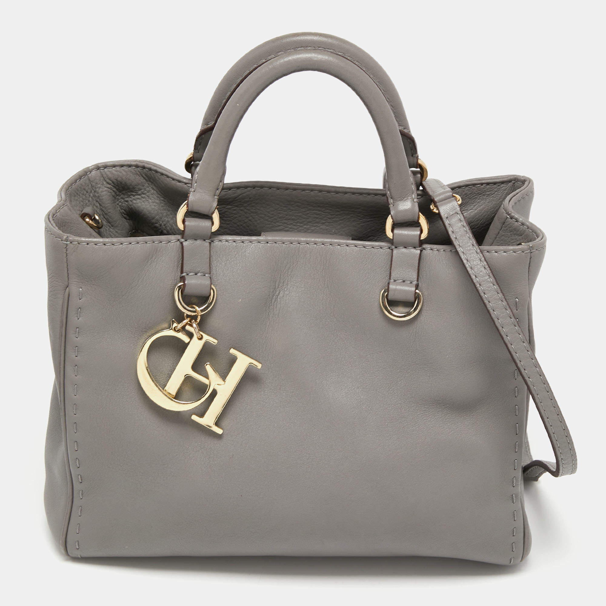 CH Carolina Herrera Grey Leather Tote