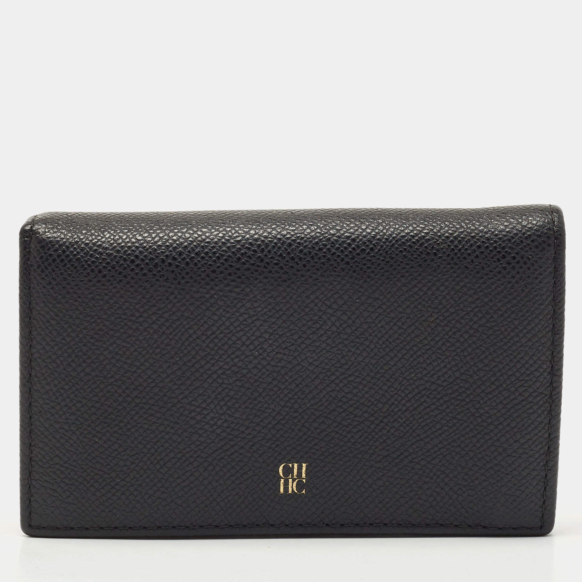 Pre Owned  CH Carolina Herrera Black Leather Bifold Wallet