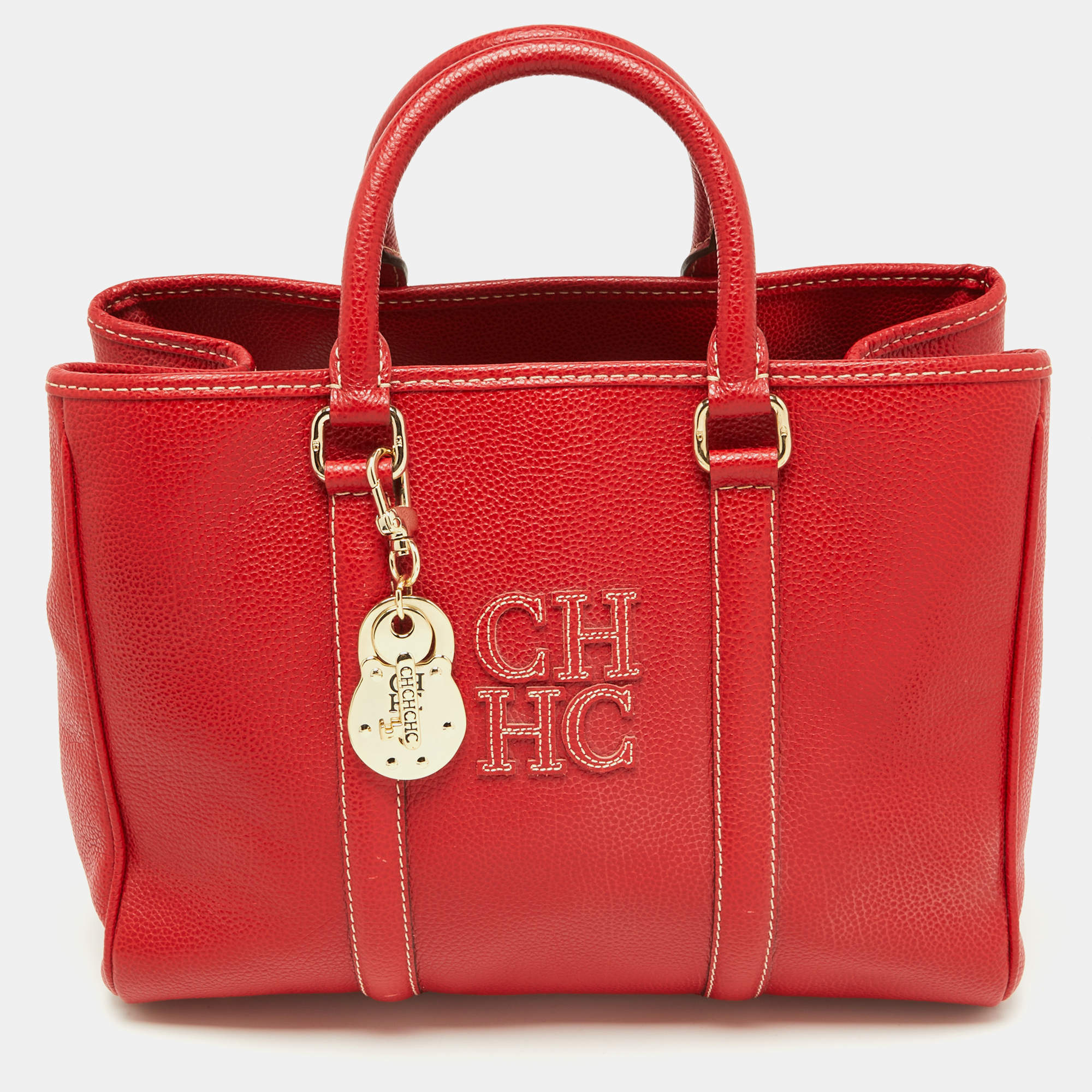 Pre Owned CH Carolina Herrera Red Leather Matteo Tote