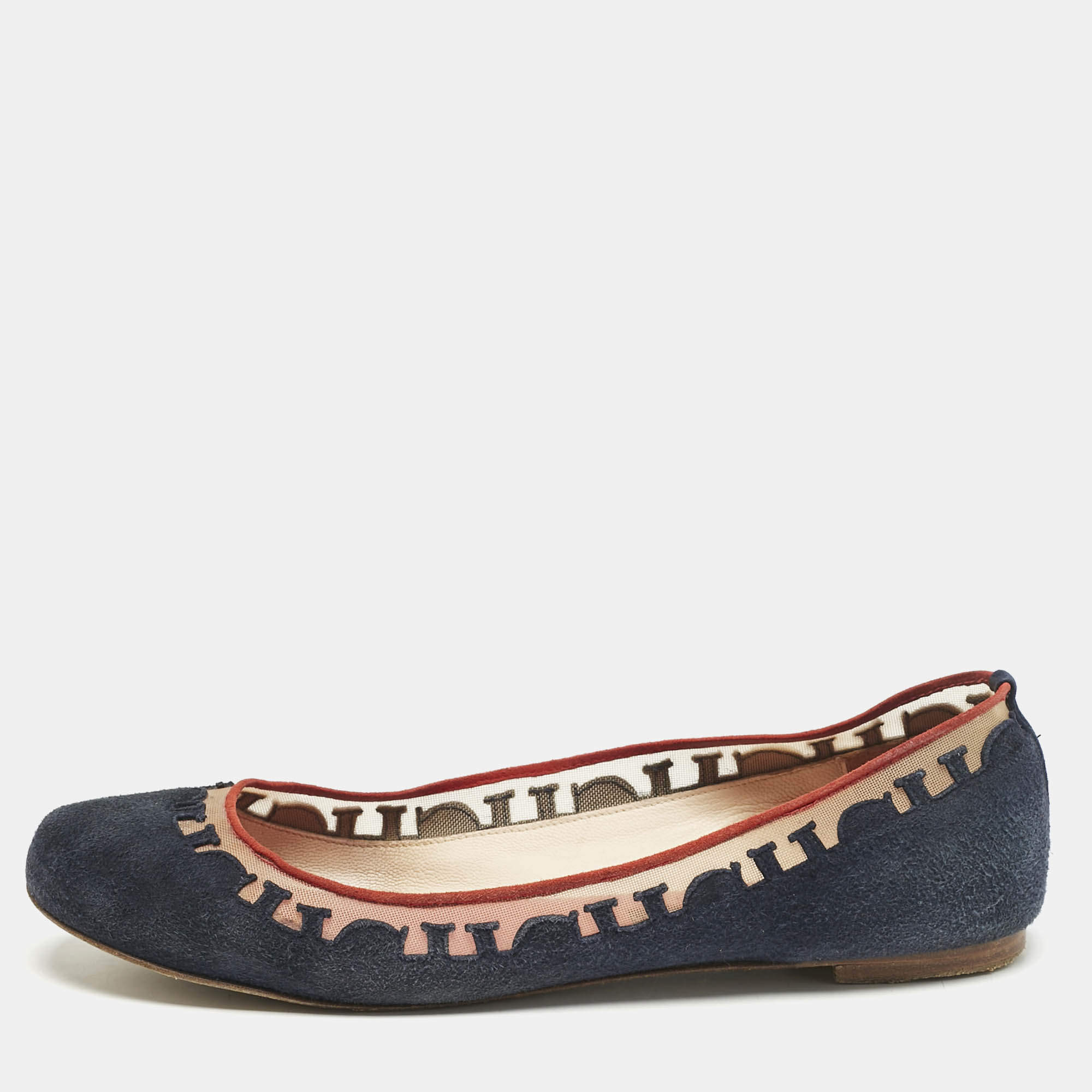 CH Carolina Herrera Navy Blue Suede Ballet Flats Size 39