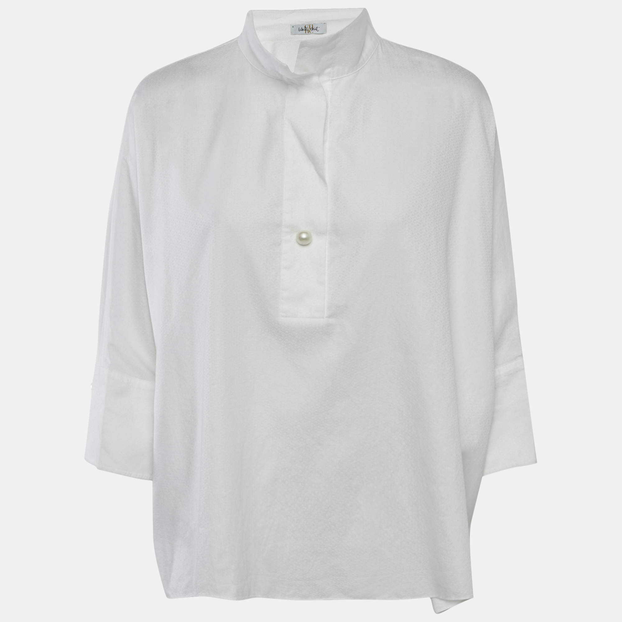 CH CH White Shirt Logo Jacquard Cotton Blouse S