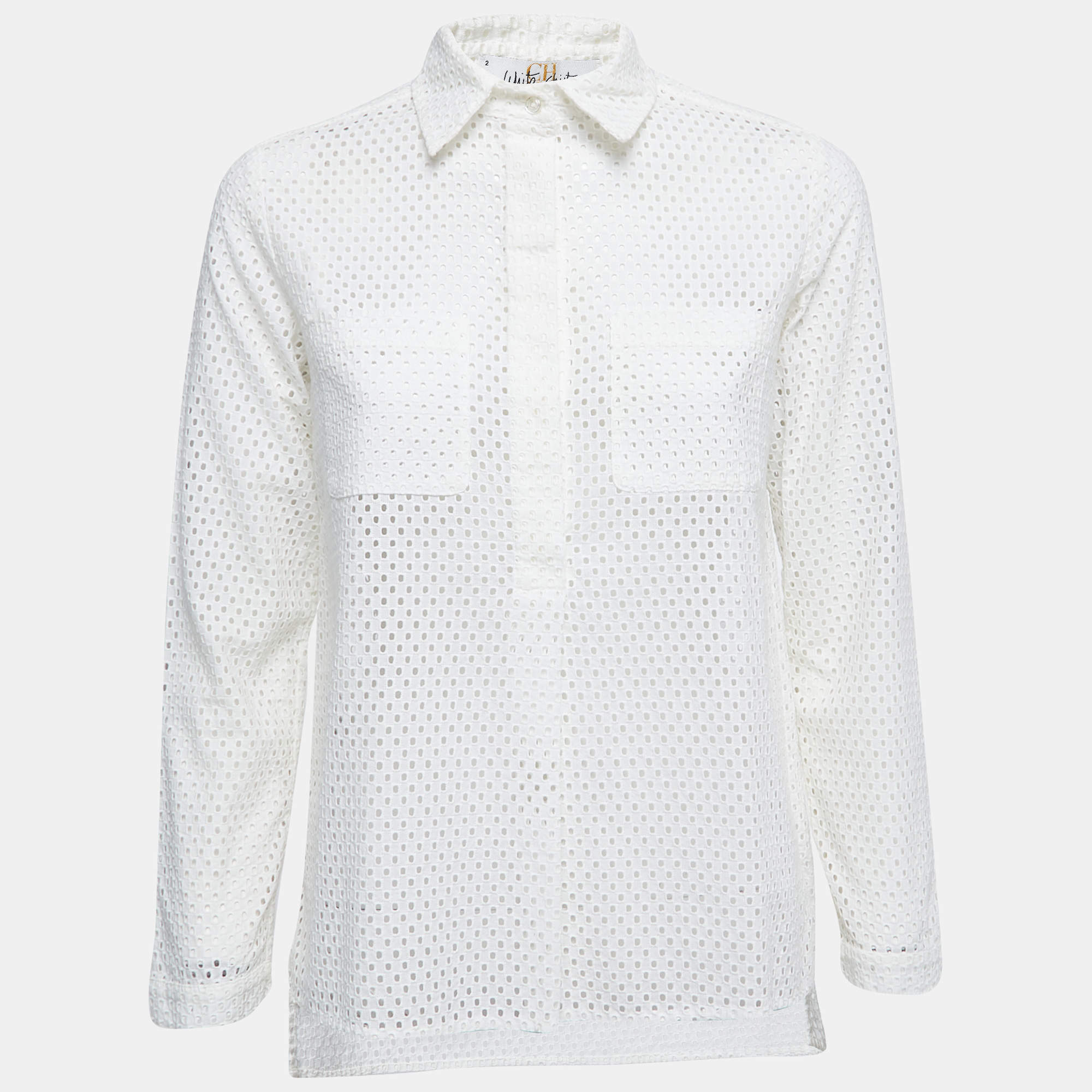 CH CH White Shirt White Cotton Button Front Shirt Blouse S