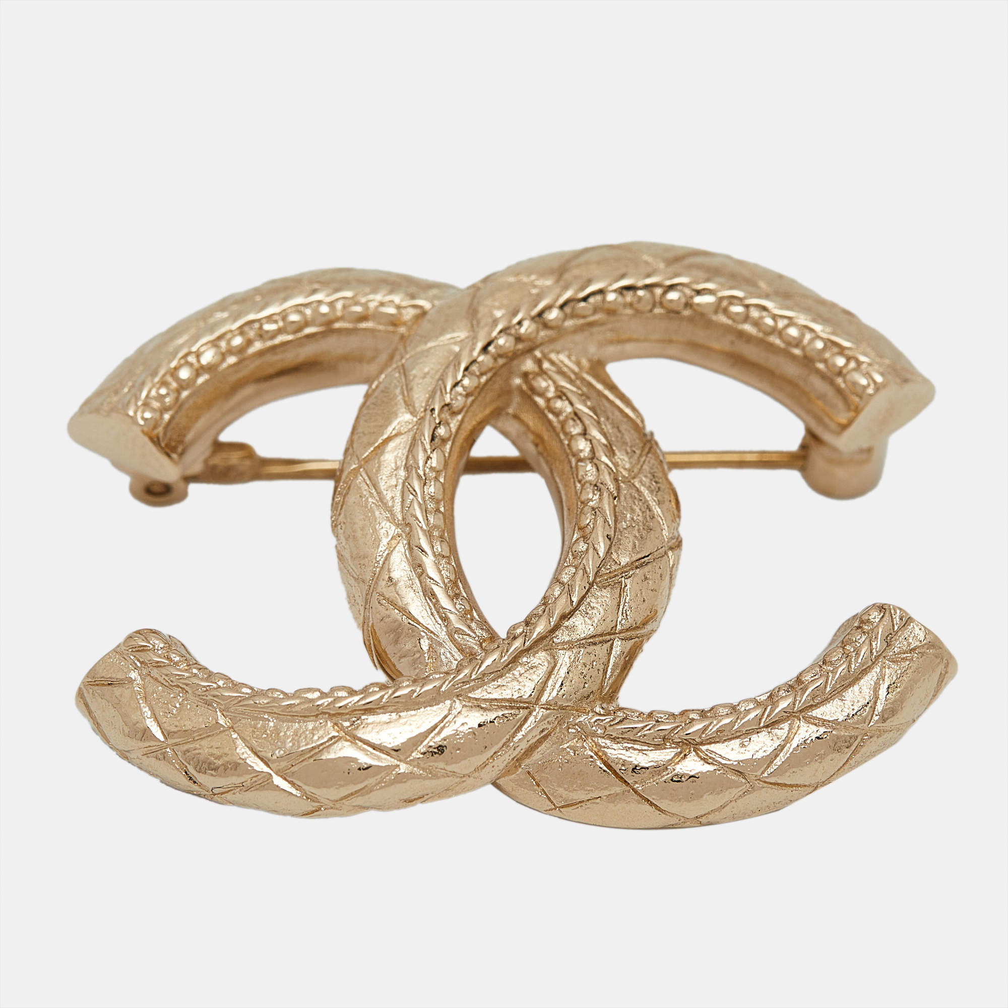 Chanel CC Gold Tone Metal Brooch