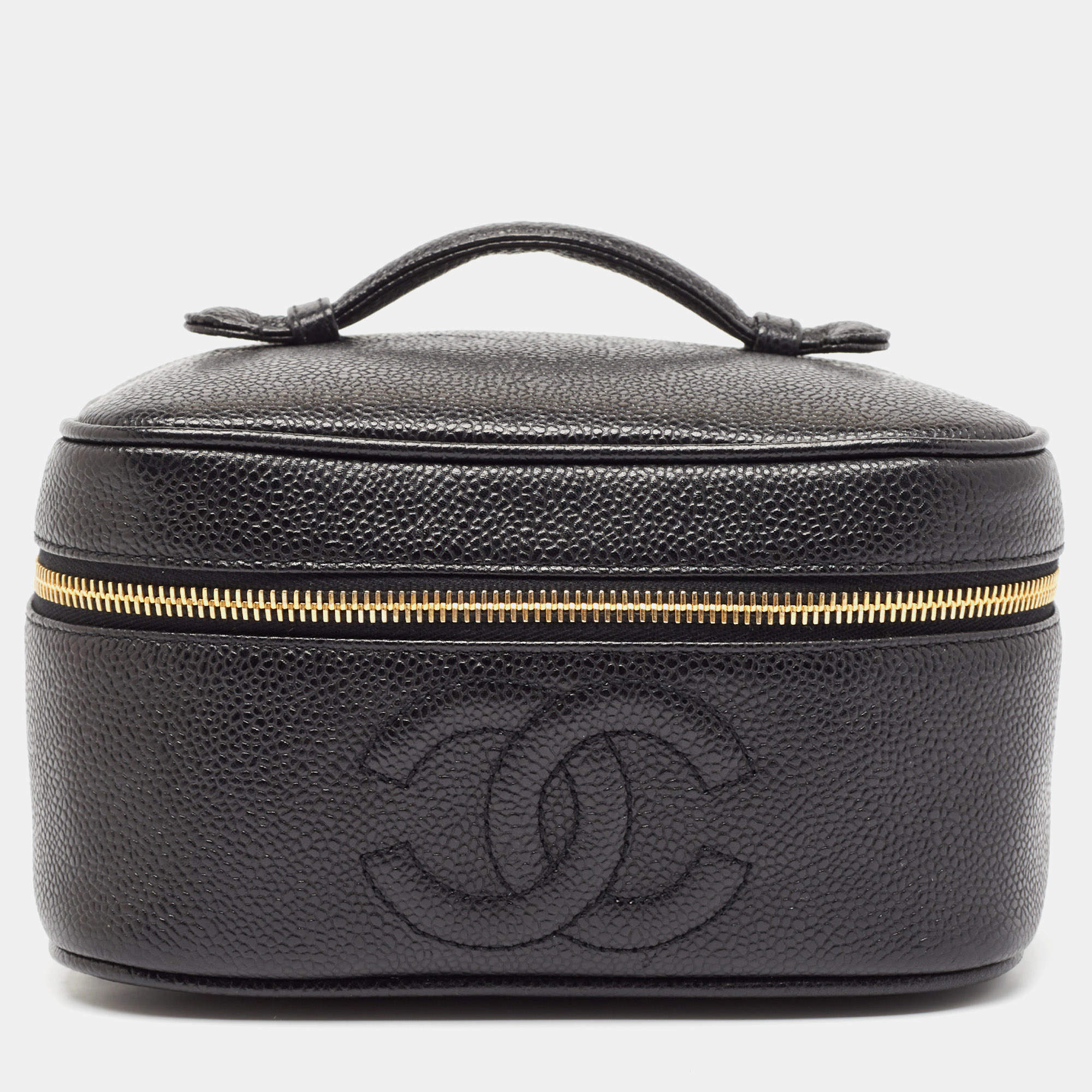 Chanel Black Caviar Leather CC Timeless Vanity Case