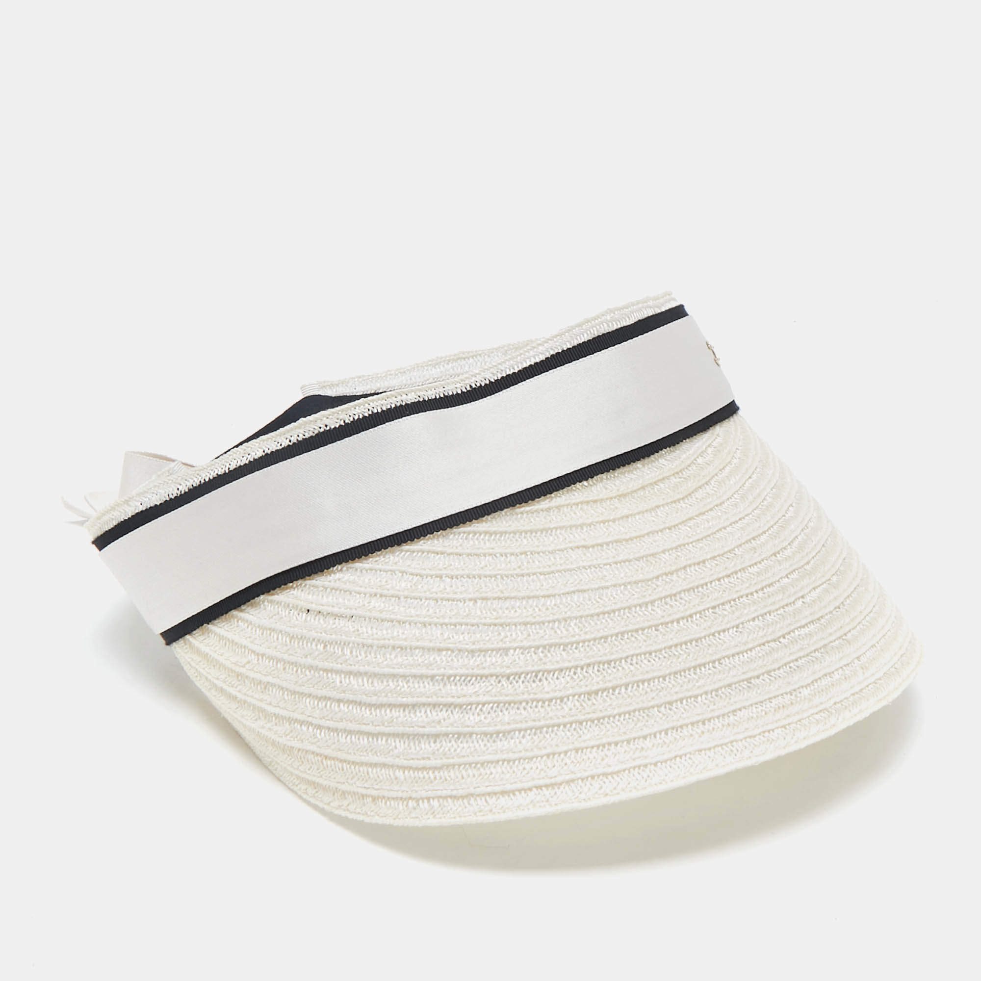  Chanel Ecru  Abaca Cotton Ribbon Visor M