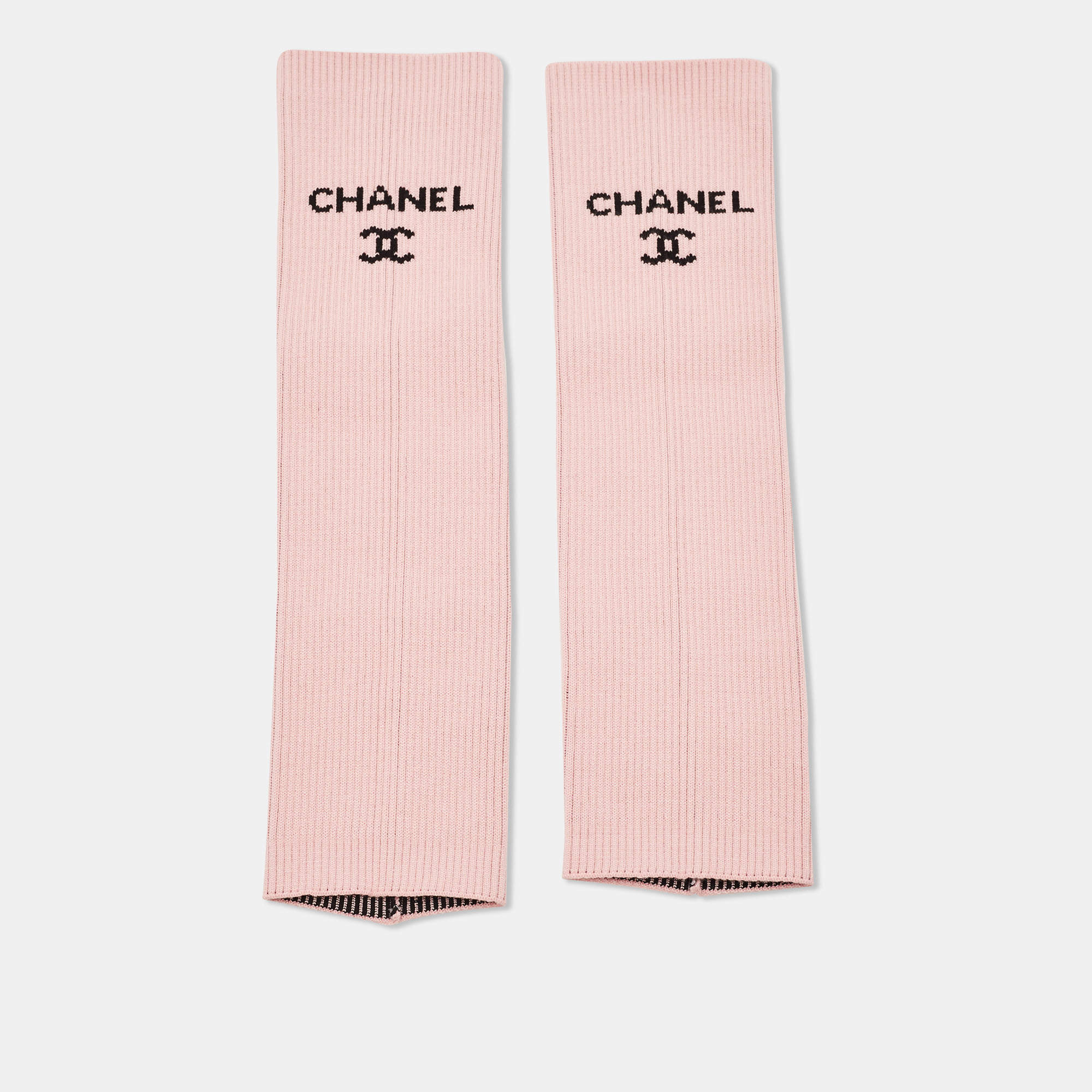 Pre Owned Chanel Pink CC Knit Leg Warmers
