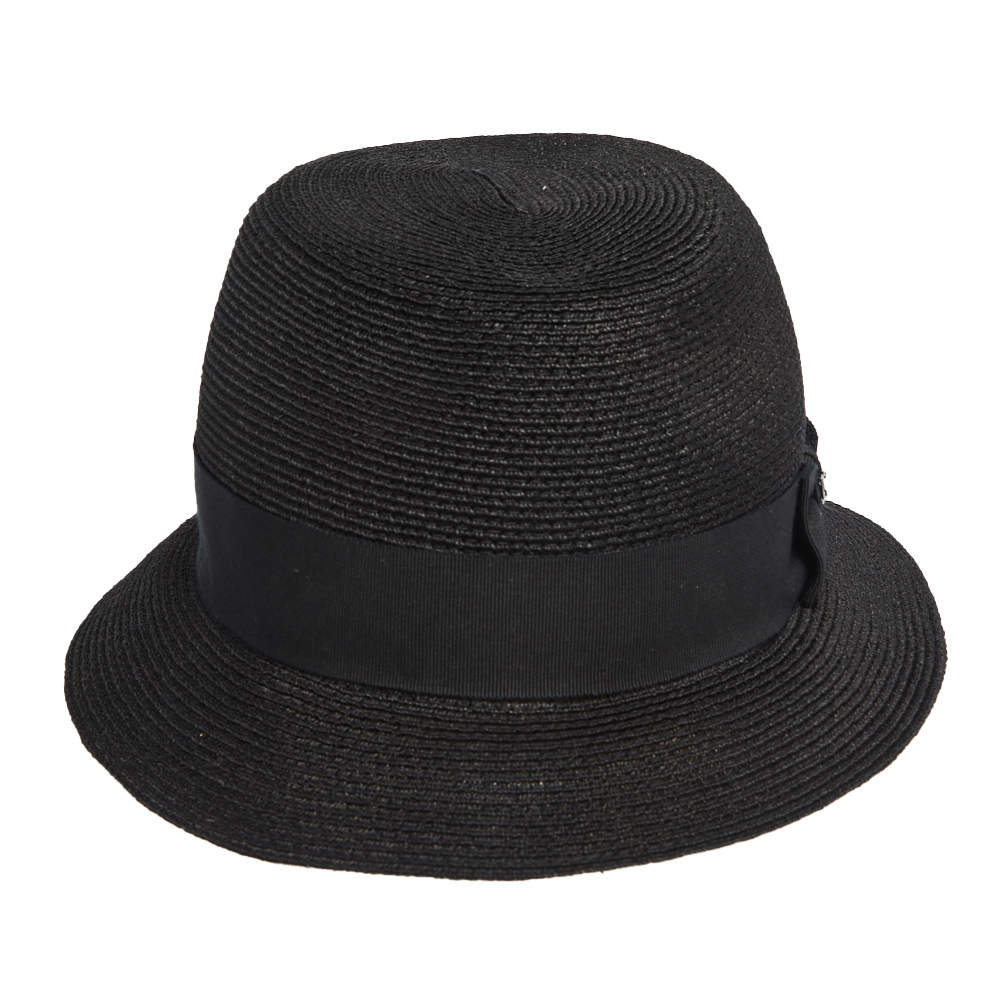 مملوكة مسبقًا Chanel Black Logo Bow Detail Abaca Fedora Hat
