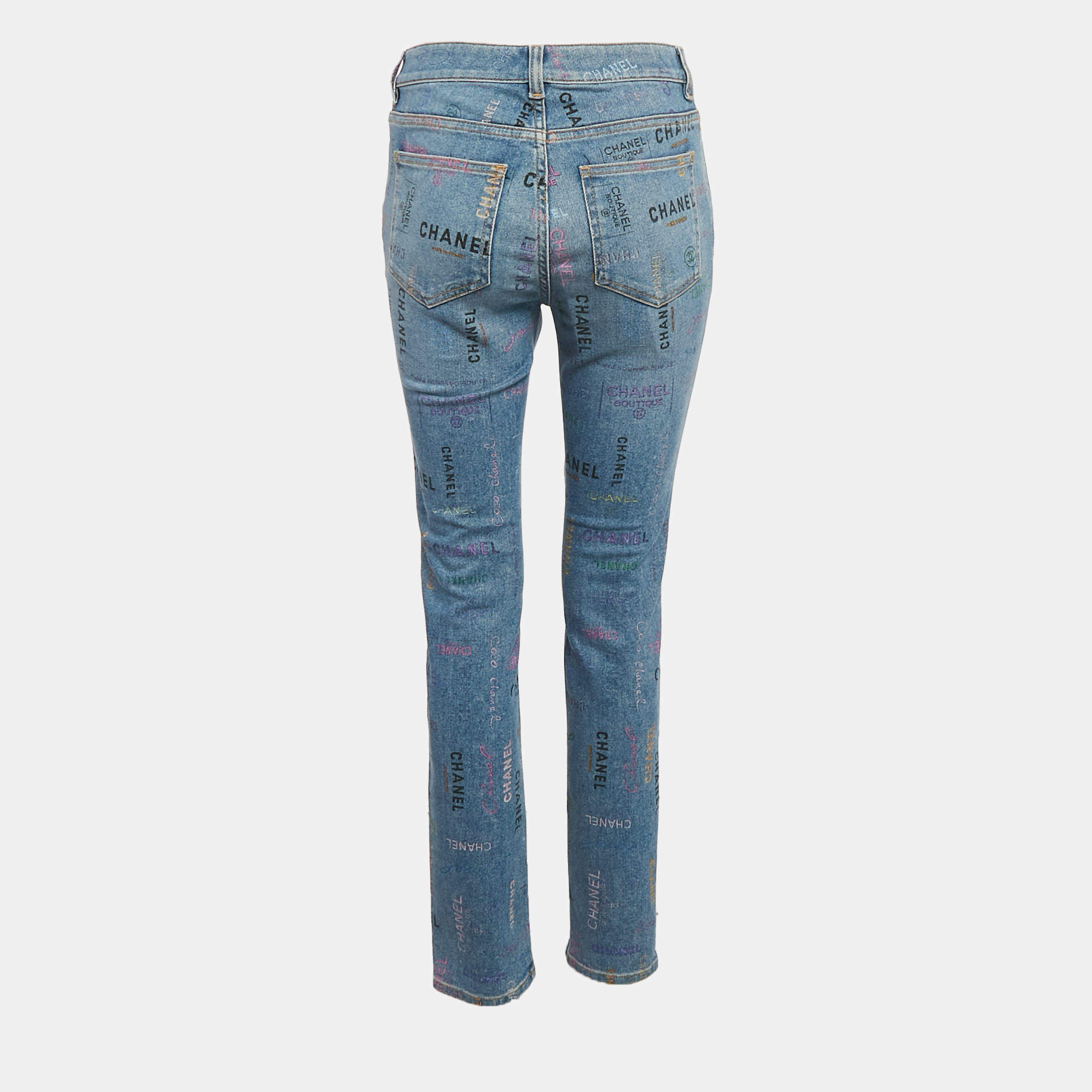CHANEL Printed Washed Denim Jeans ジェニー着用 CHANEL】Jeans Printed Washed Denim