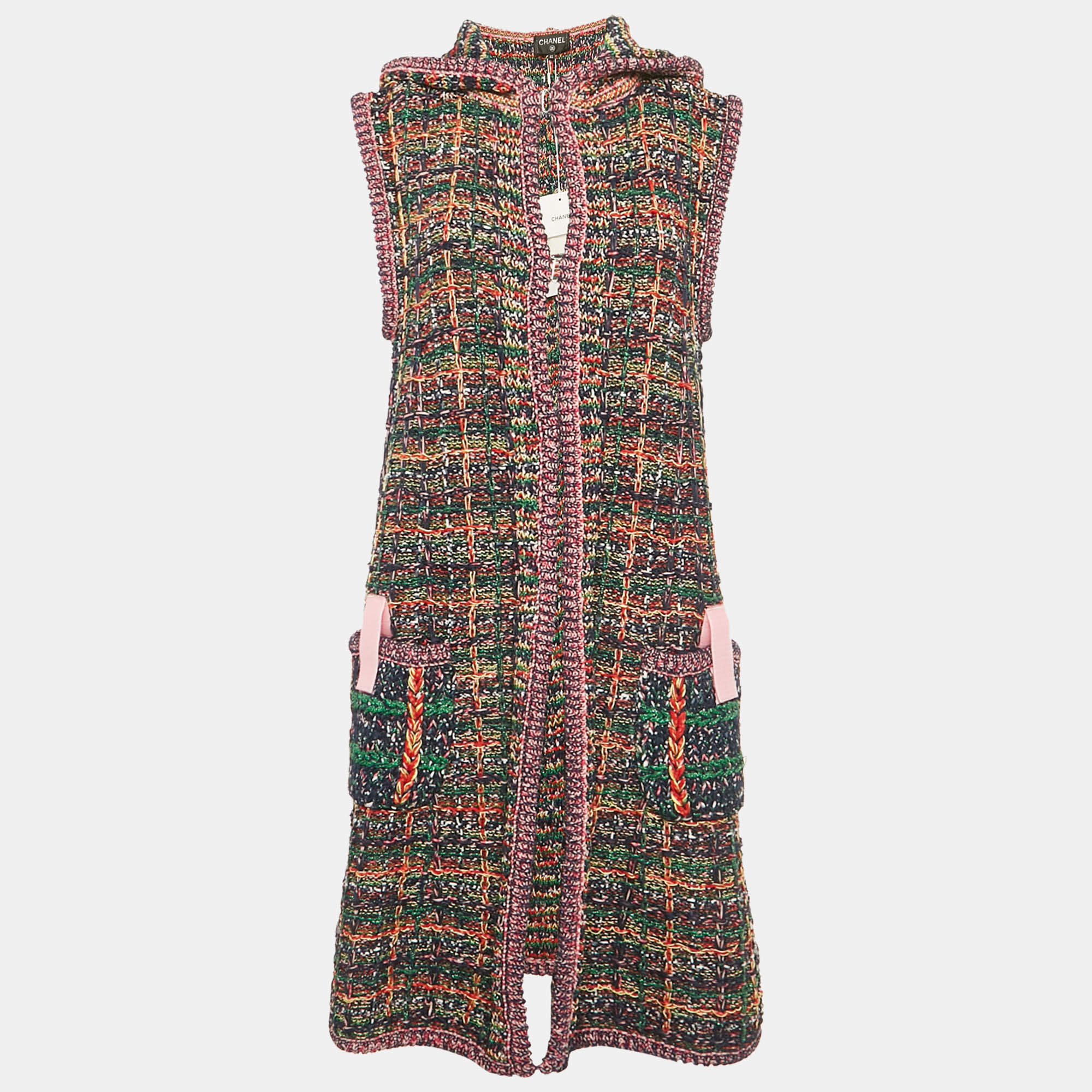 Pre Owned كارديجان شانيل لوريكس محبوك ملون بغطاء رأس مقاس كبير - لارج