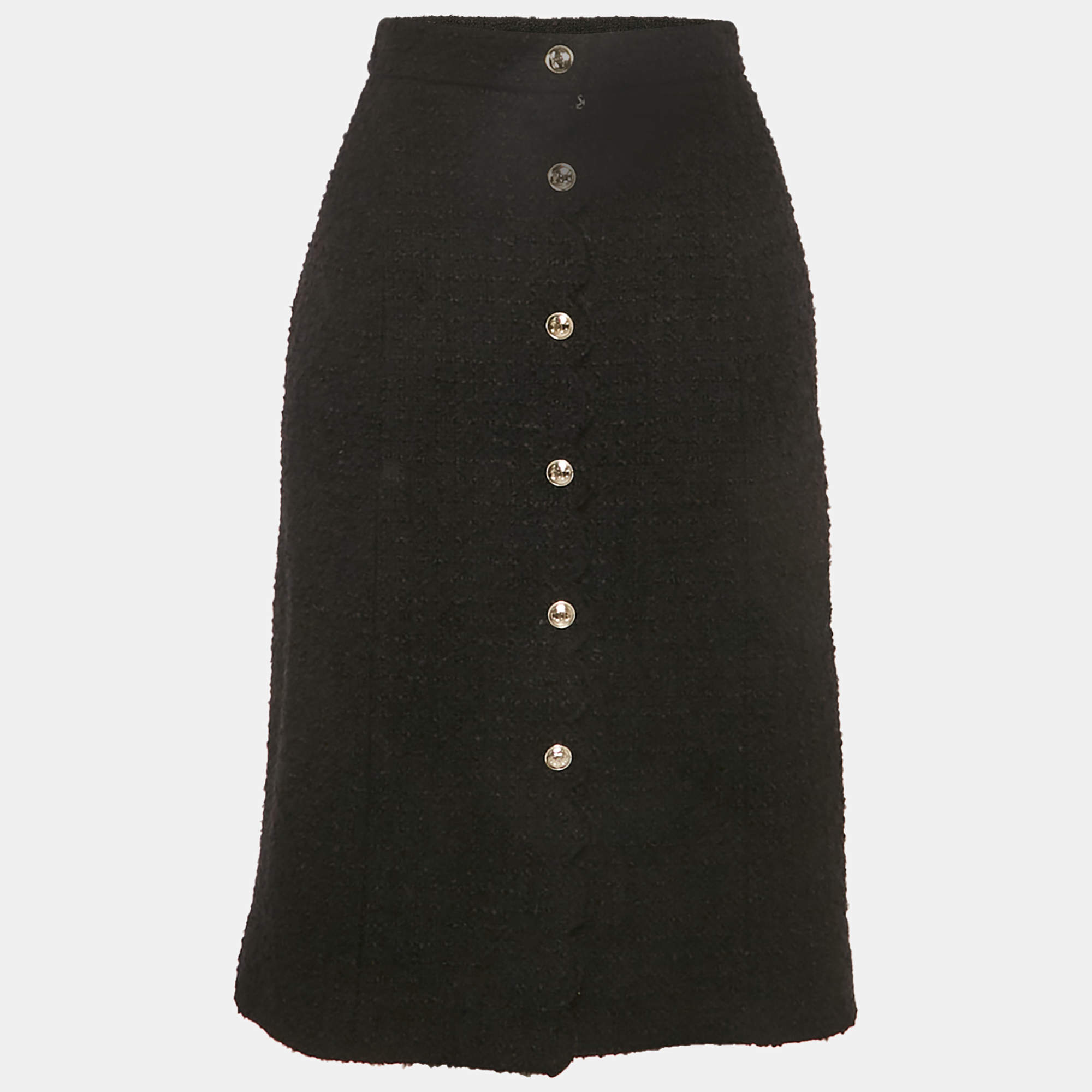 مملوكة مسبقًا Chanel Black Tweed Knee Length Skirt M