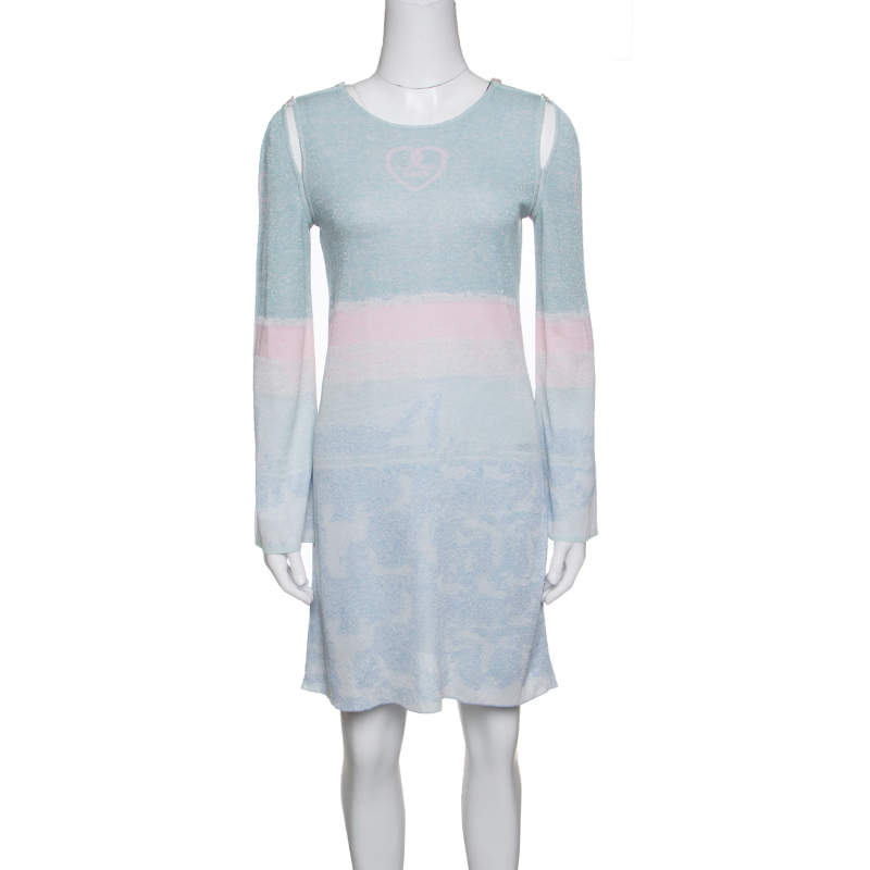 Chanel Pastel Lurex Knit Cutout Armhole Detail Long Sleeve Tunic M