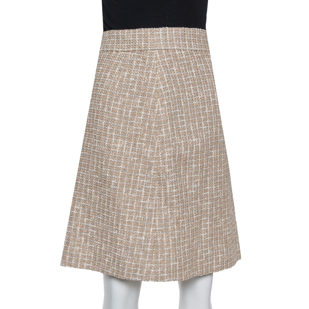 Chanel Cream Tweed A-Line Skirt M