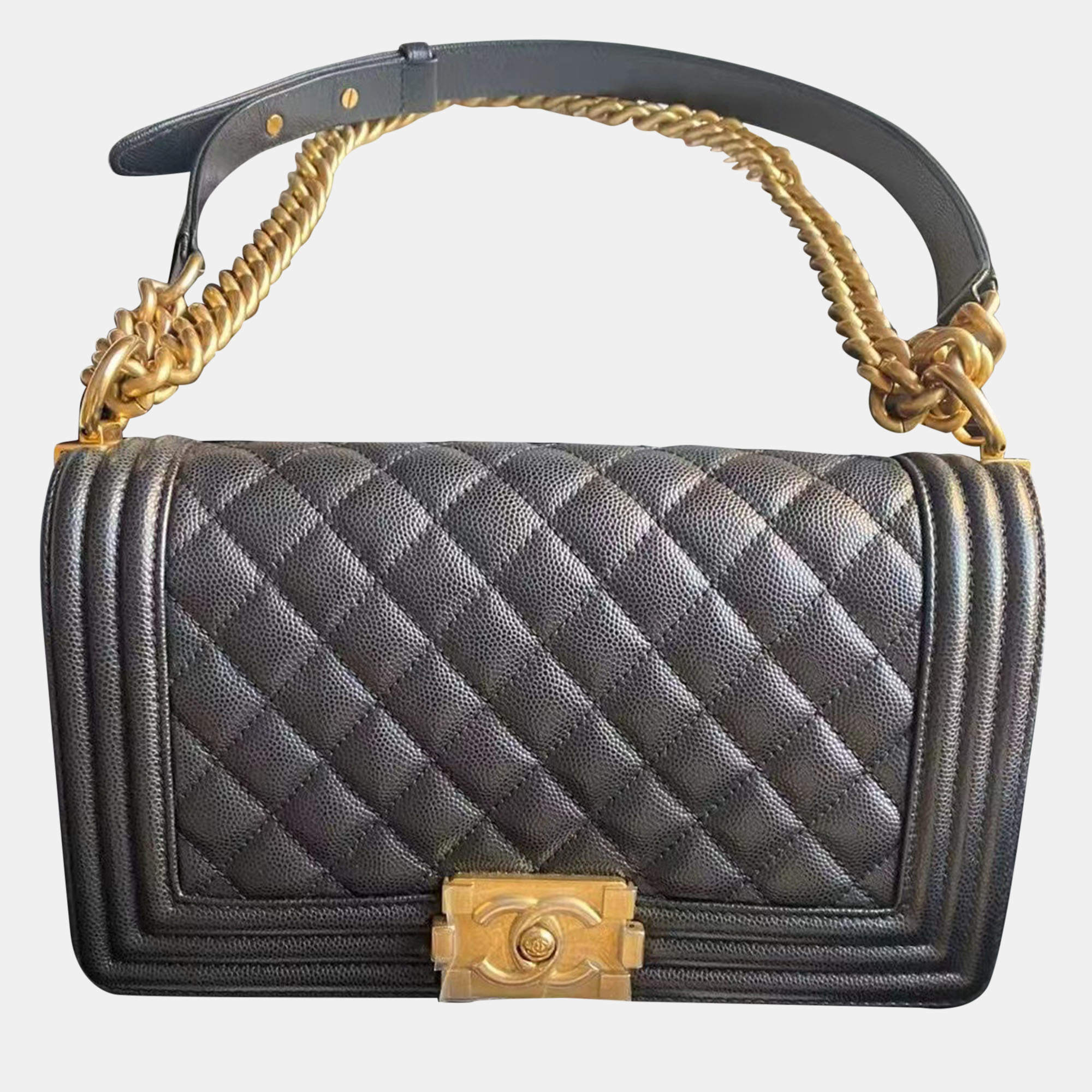 Chanel Black Leather Medium Boy Bag