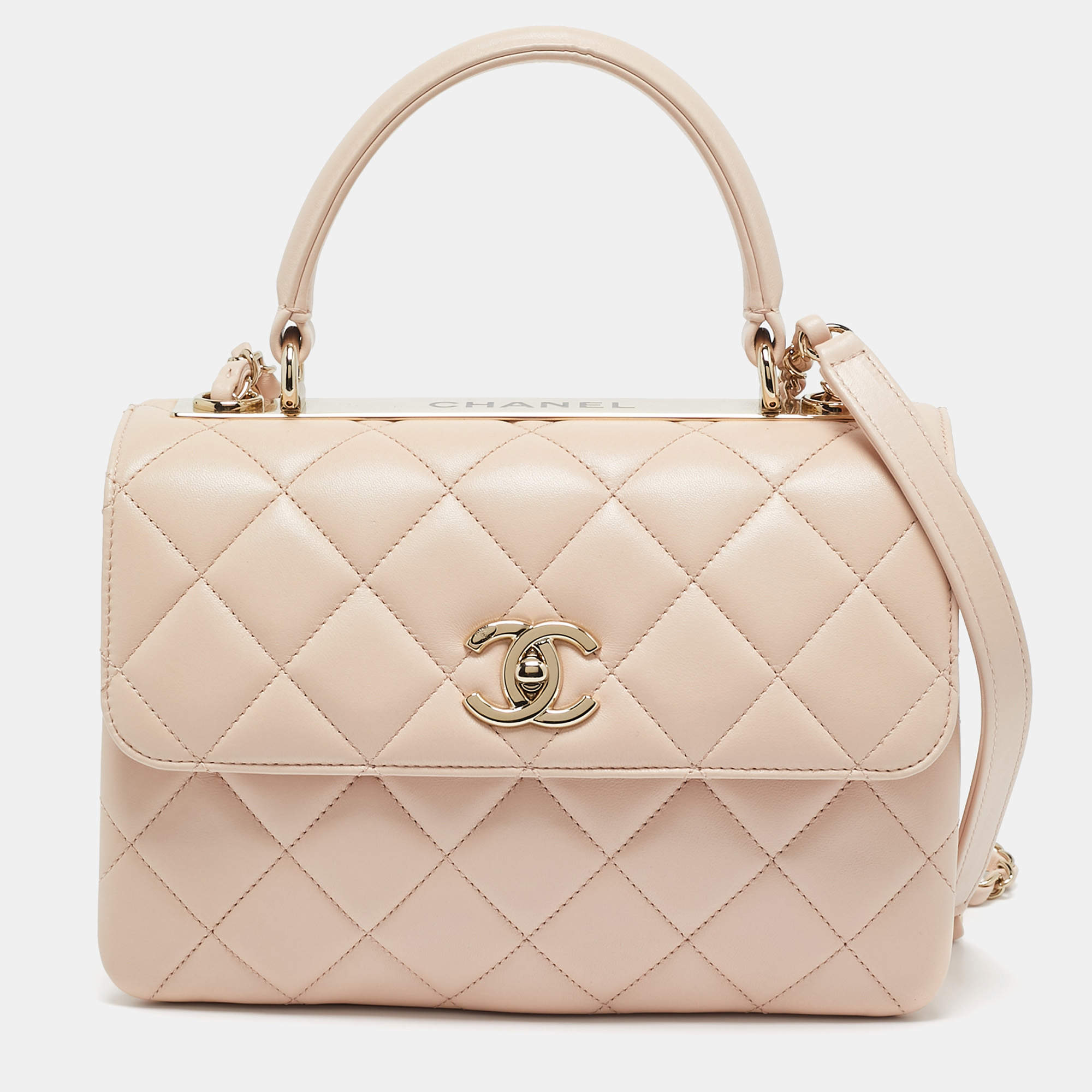 Pre Owned Chanel Pink Quilted Leather Small Trendy CC Flap Bag