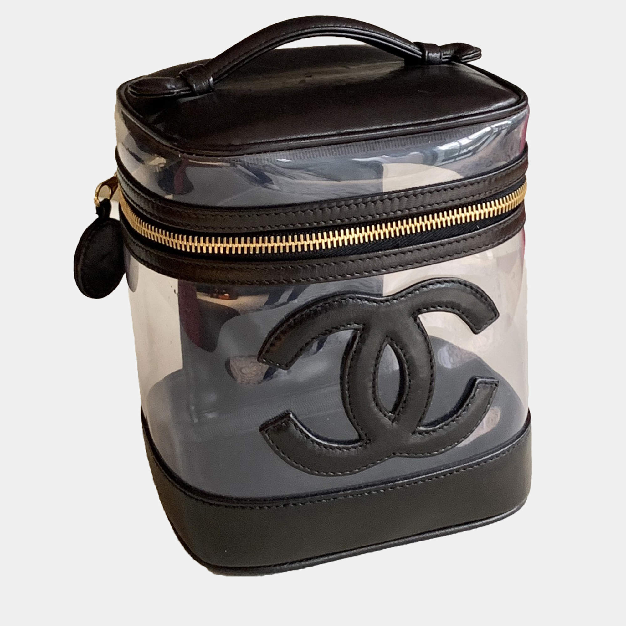 Chanel Black CC PVC and Calfskin Vanity Case
