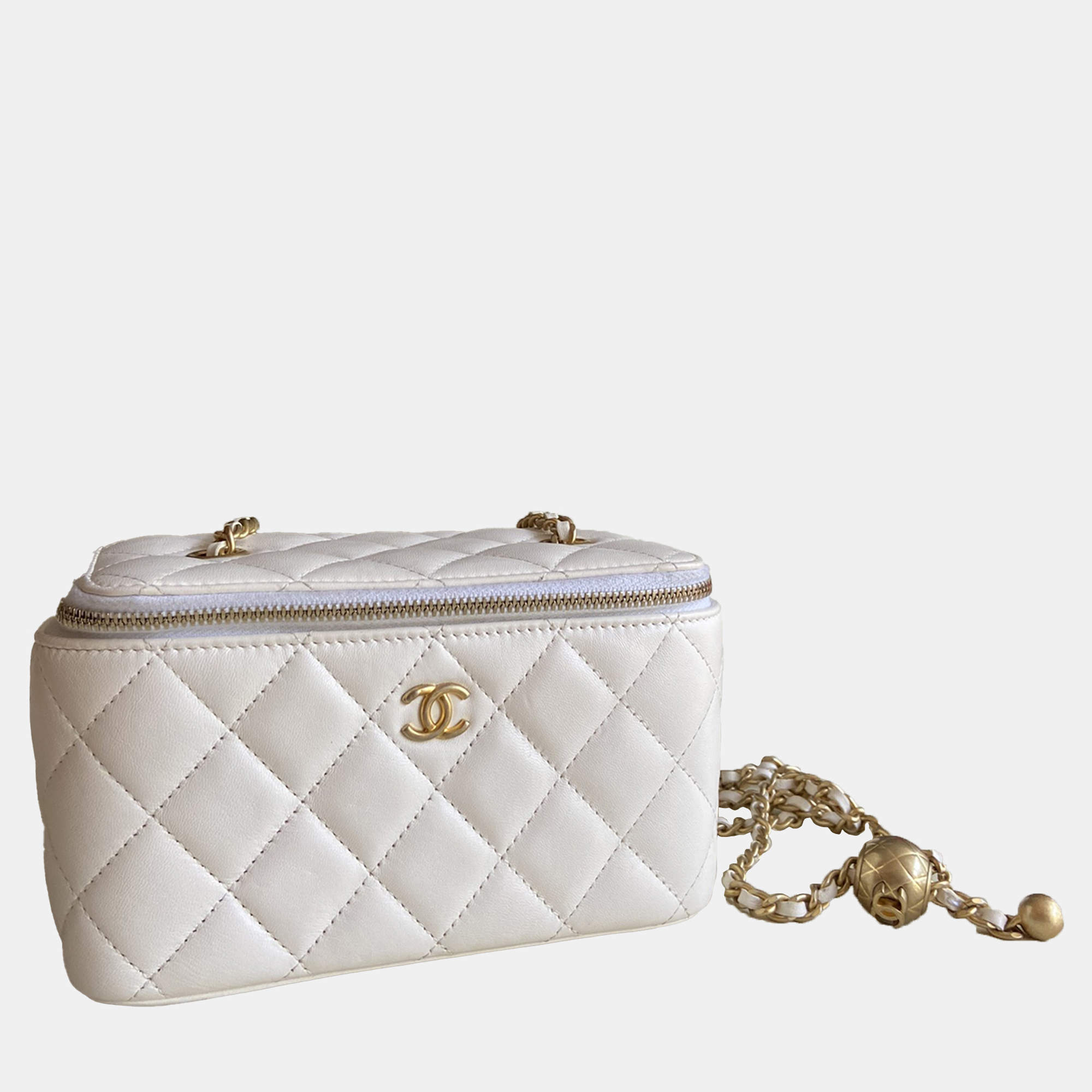 Chanel White  Pearl Crush Small Vanity Bag 