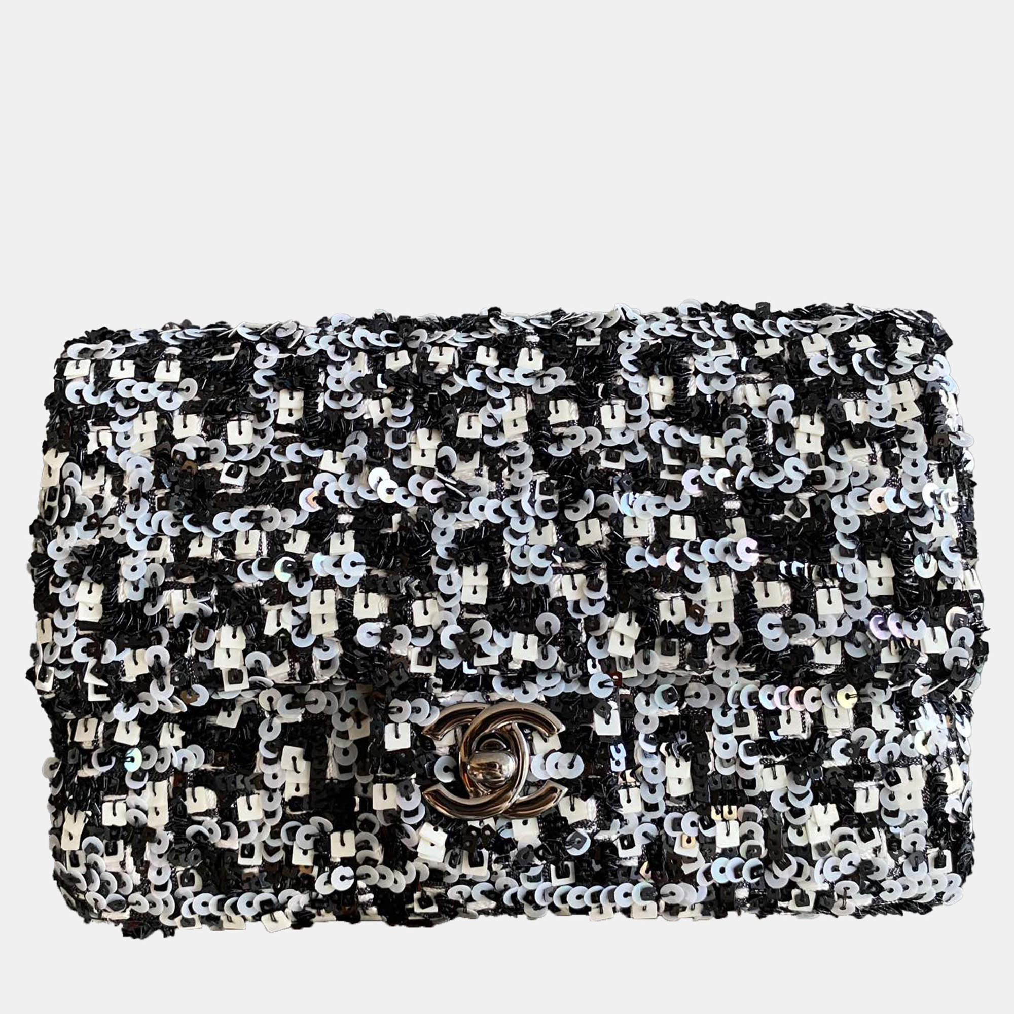 Chanel Black Sequins Rectangular Mini Flap Bag