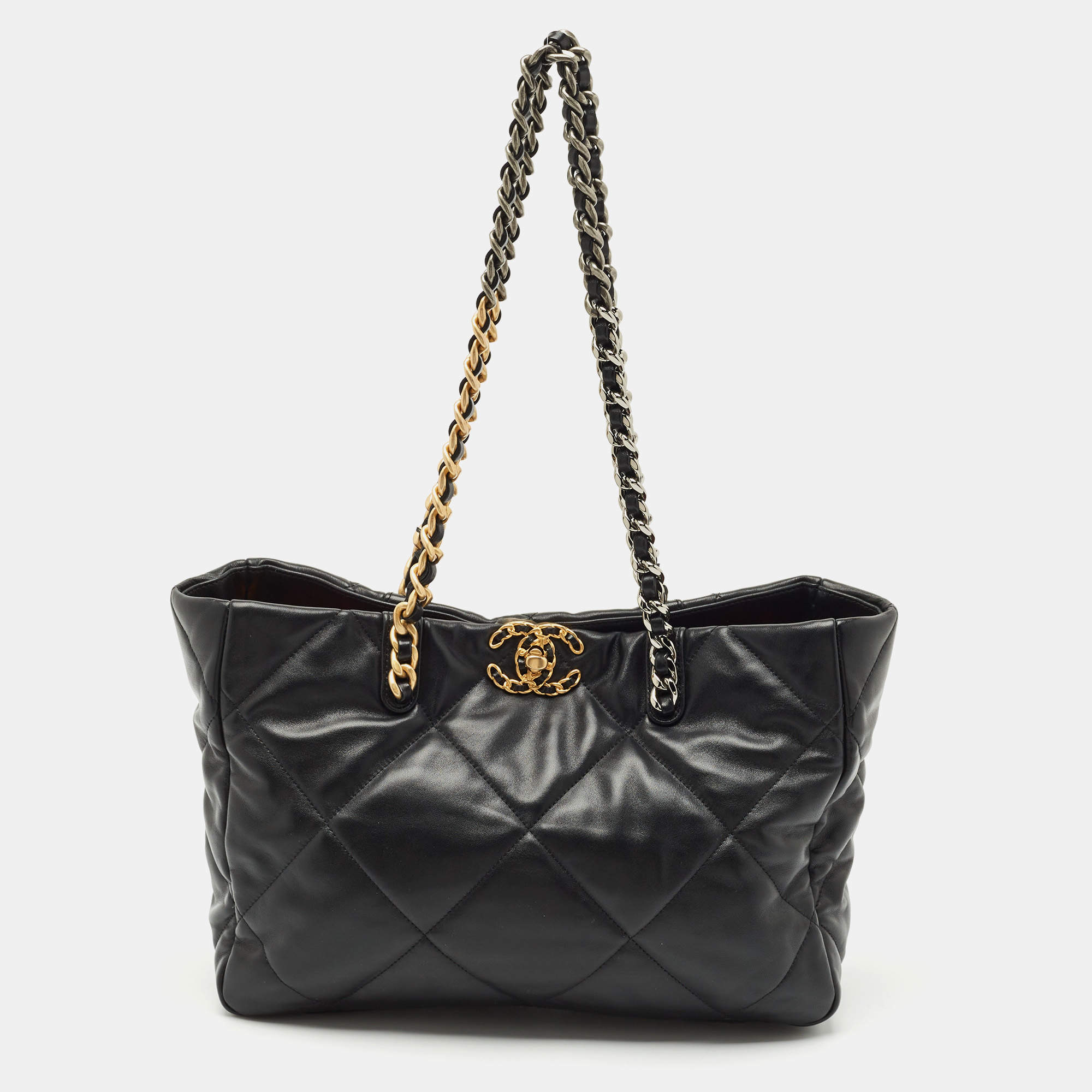Chanel Black Quilted Leather 19 Shopping Tote
