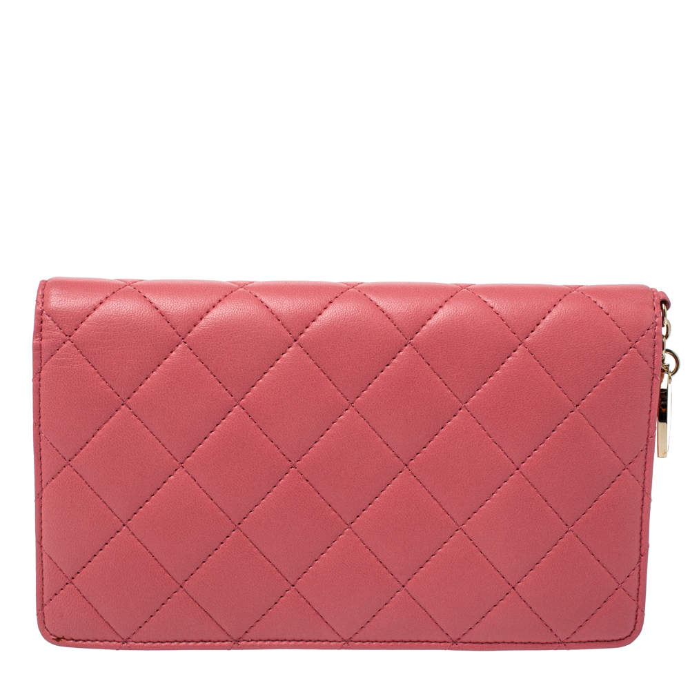 Chanel Pink Leather Porte Bonheur Bifold Wallet