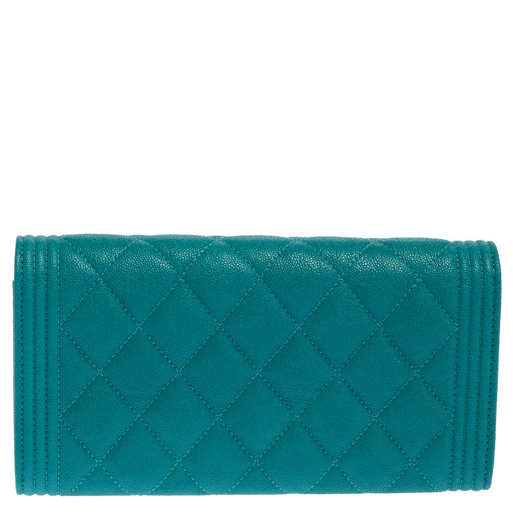 Chanel Aqua Blue Caviar Quilted Leather Boy Wallet Chanel | TLC