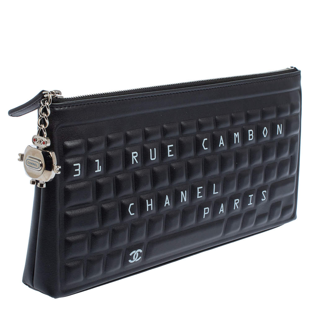 Chanel Black Leather Keyboard Clutch