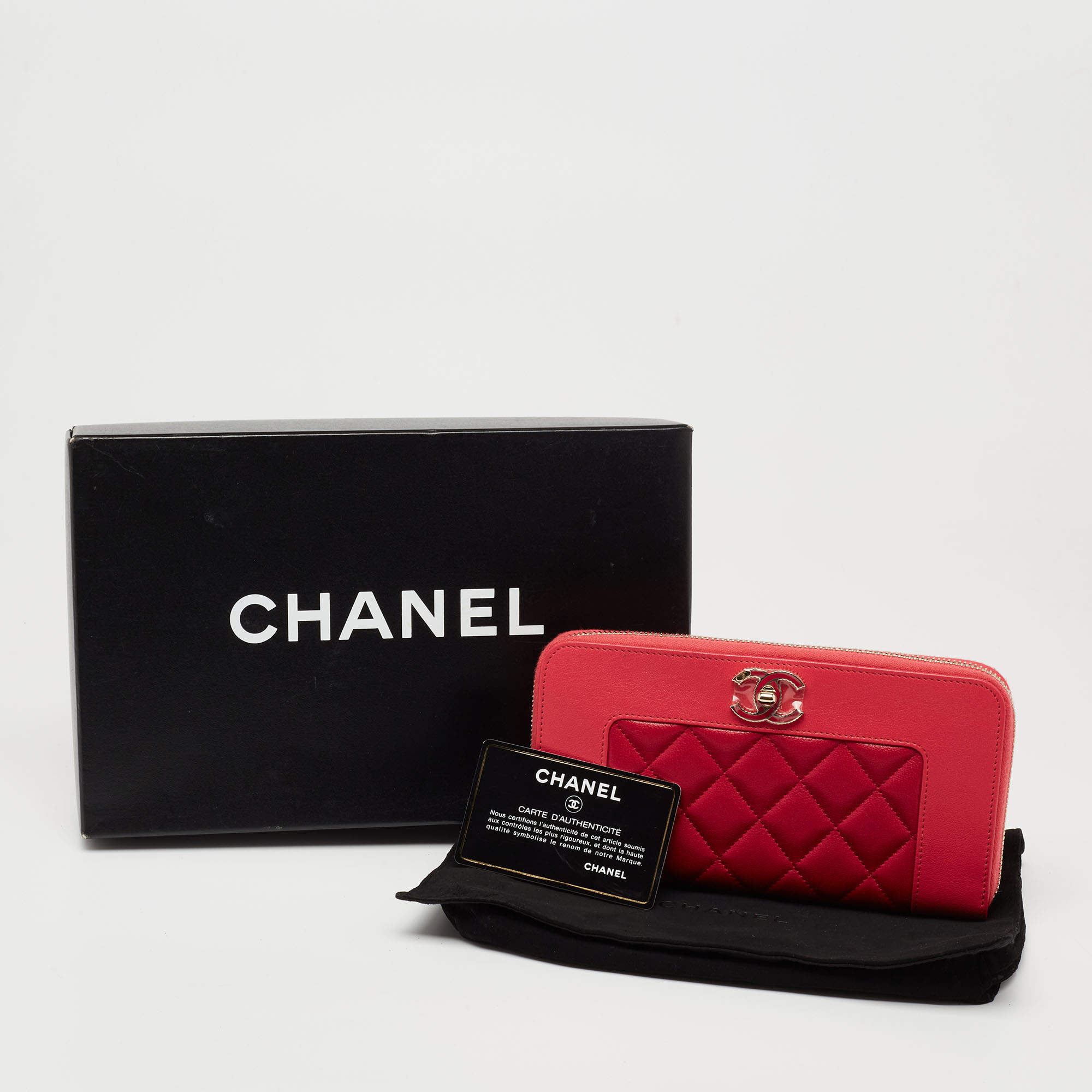 CHANEL Mademoiselle Caviar Quilted Leather Pink Card Holder Zip Around  Wallet CC