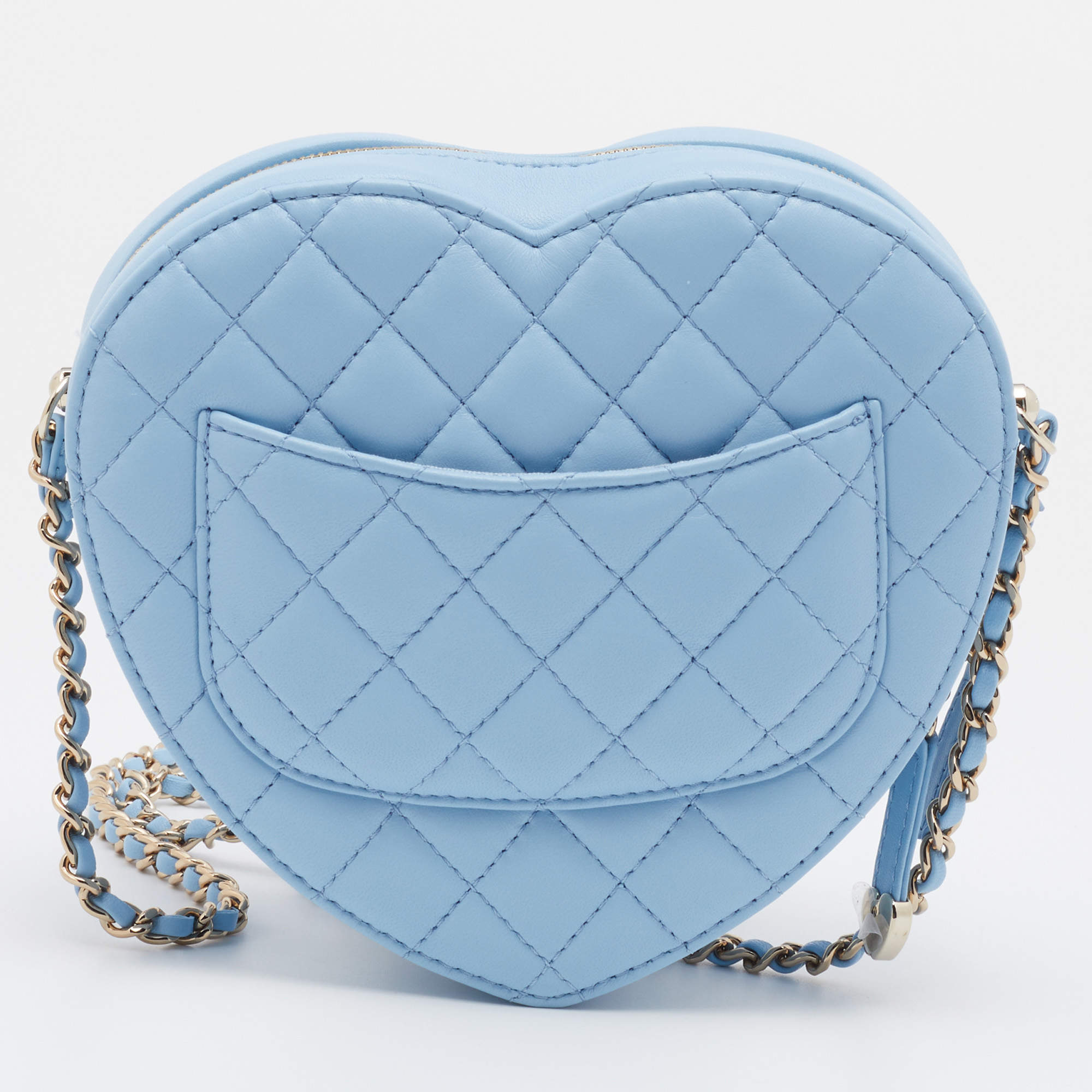 Chanel Blue Leather Heart Classic Shoulder Bag