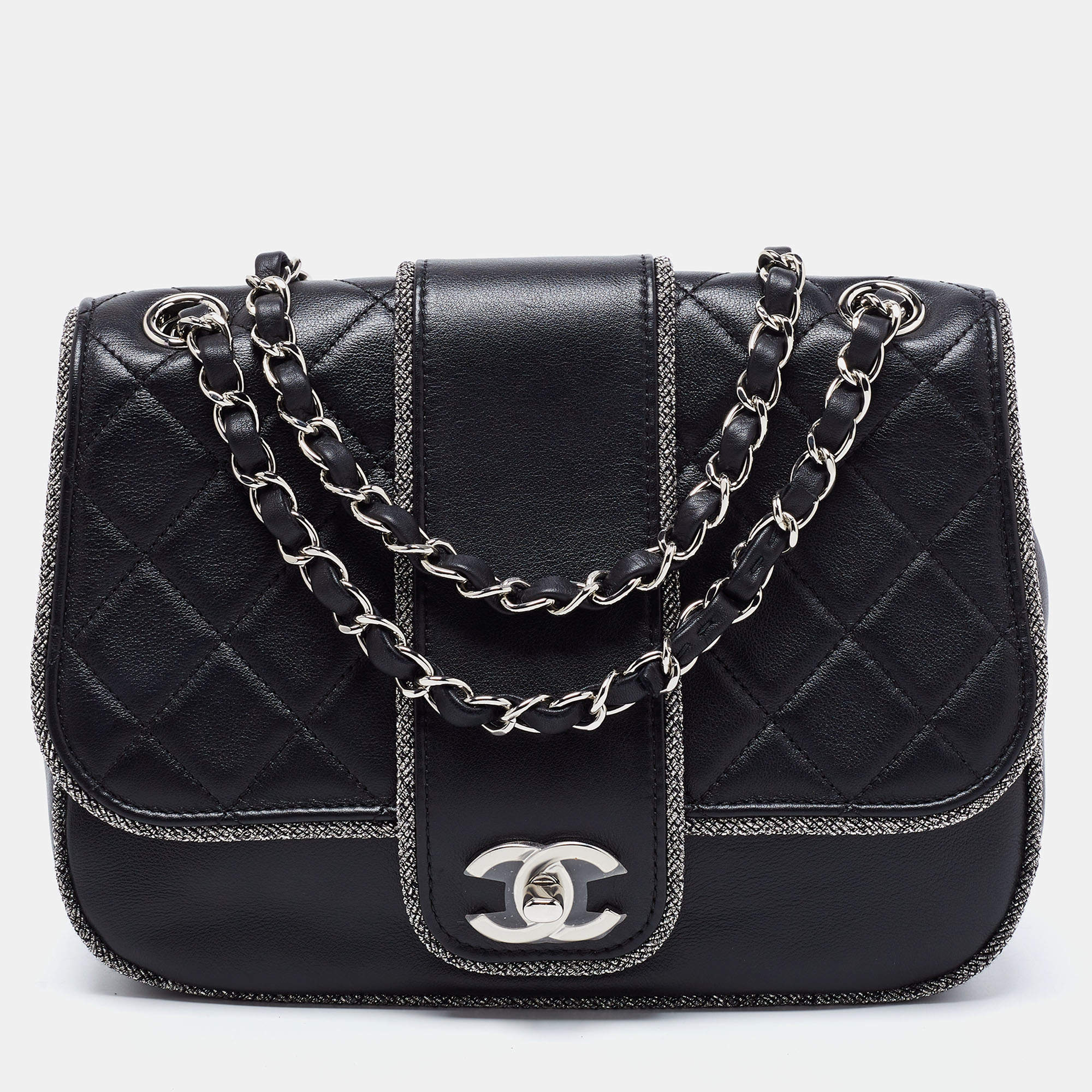 Chanel Black Quilted Leather and Lurex Elementary Chic Flap Bag