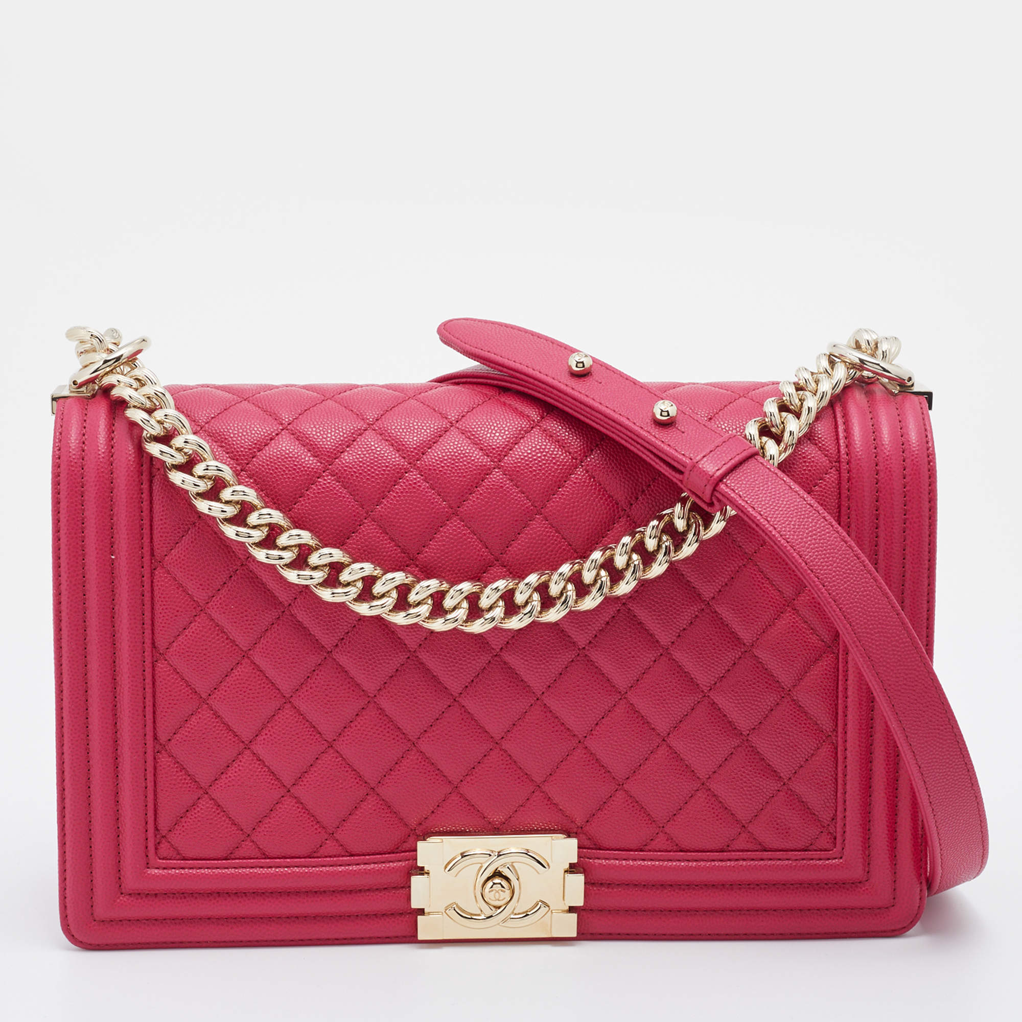 Chanel boy pink discount caviar