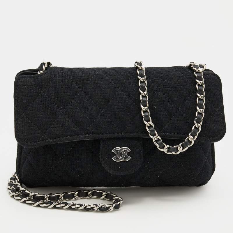 Chanel Black/Grey Jersey and Cotton Graphic Print Foldable Tote Bag -  Yoogi's Closet
