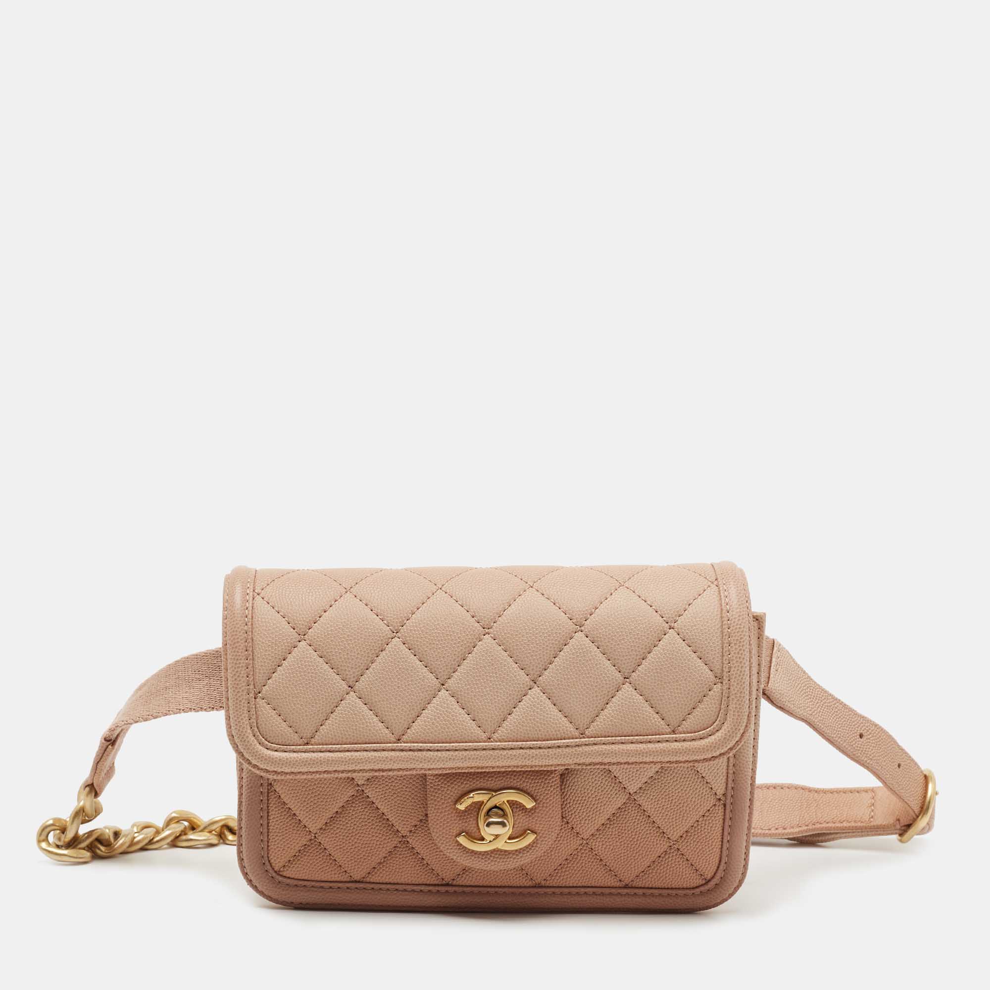 Chanel Blue Quilted Caviar Leather Sunset On The Sea Belt Bag Chanel