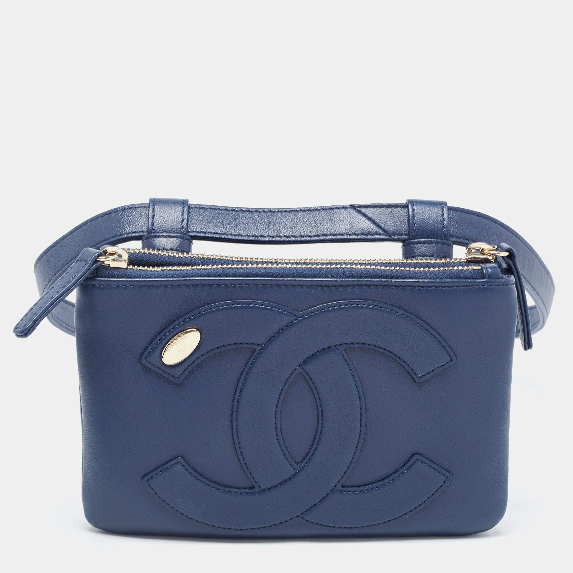 Chanel Blue Leather CC Mania Waist Bag