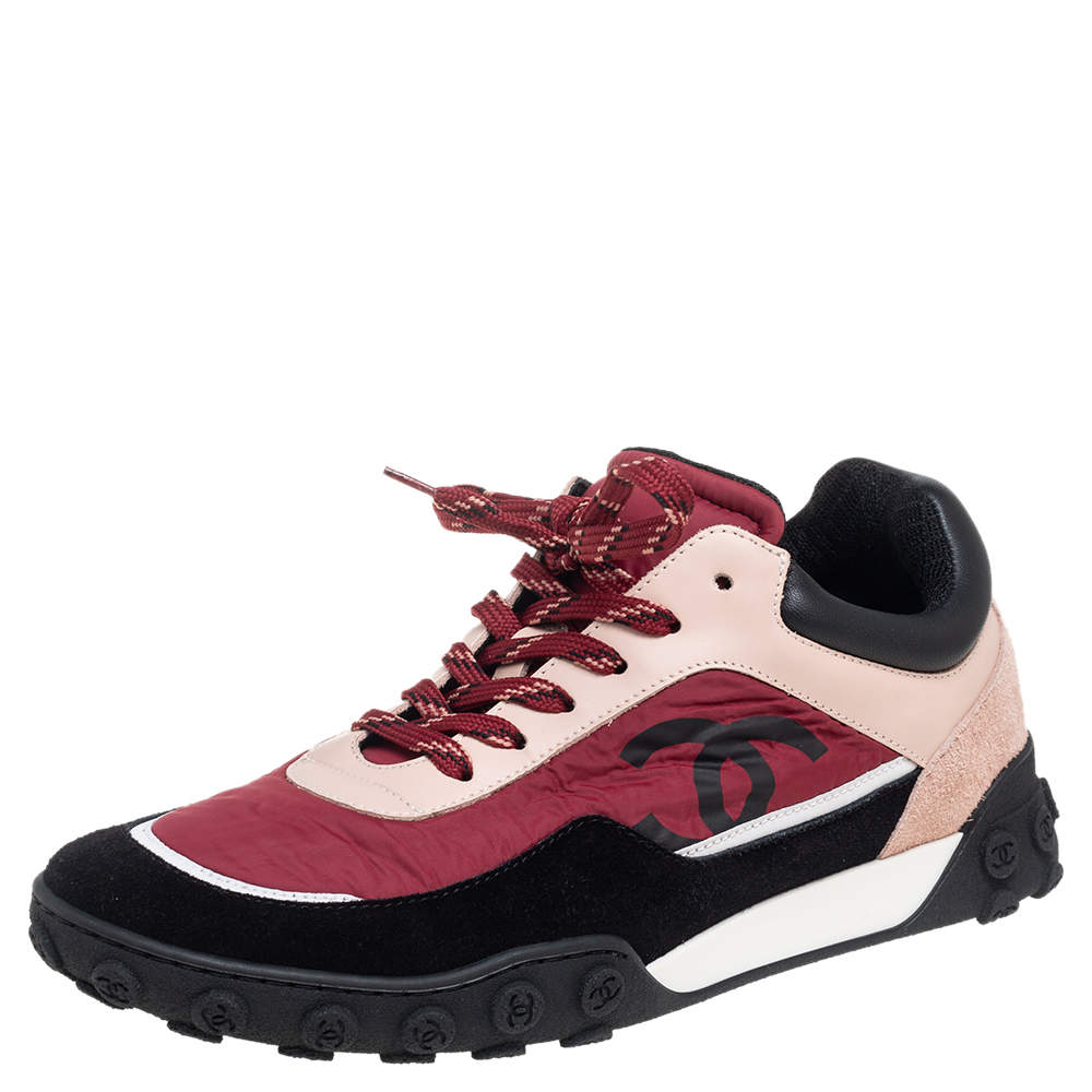 Pre Owned Chanel Multicolor Suede, Leather and Nylon CC Low Top Sneakers Size 39