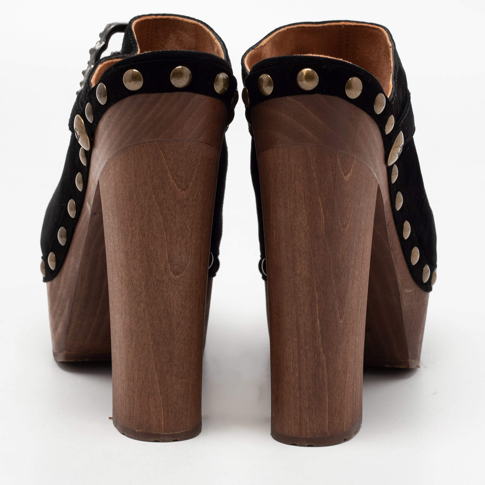 Chanel Black Suede Embellished Wooden Clogs Size 40 Chanel | TLC