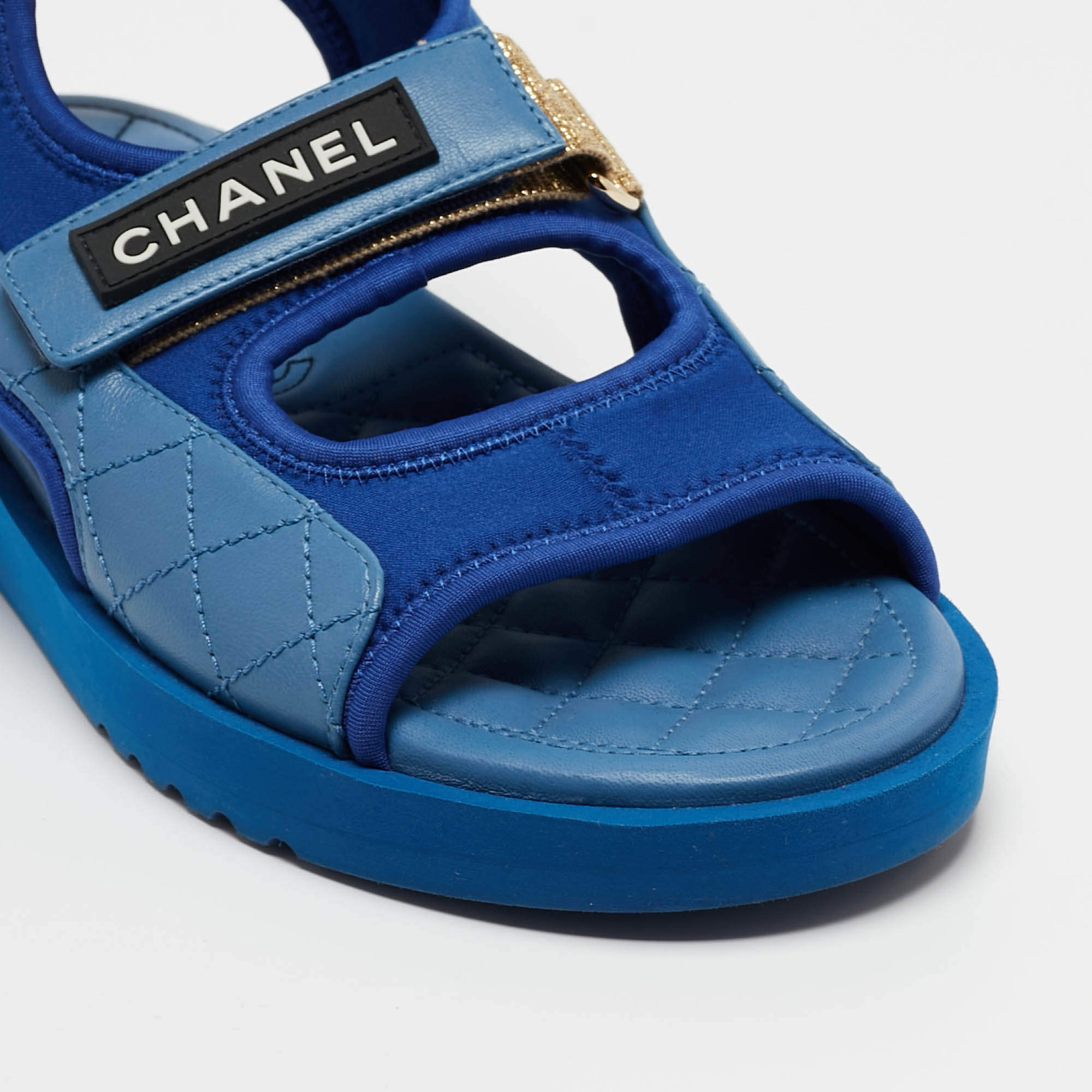 Chanel sandals velcro discount blue